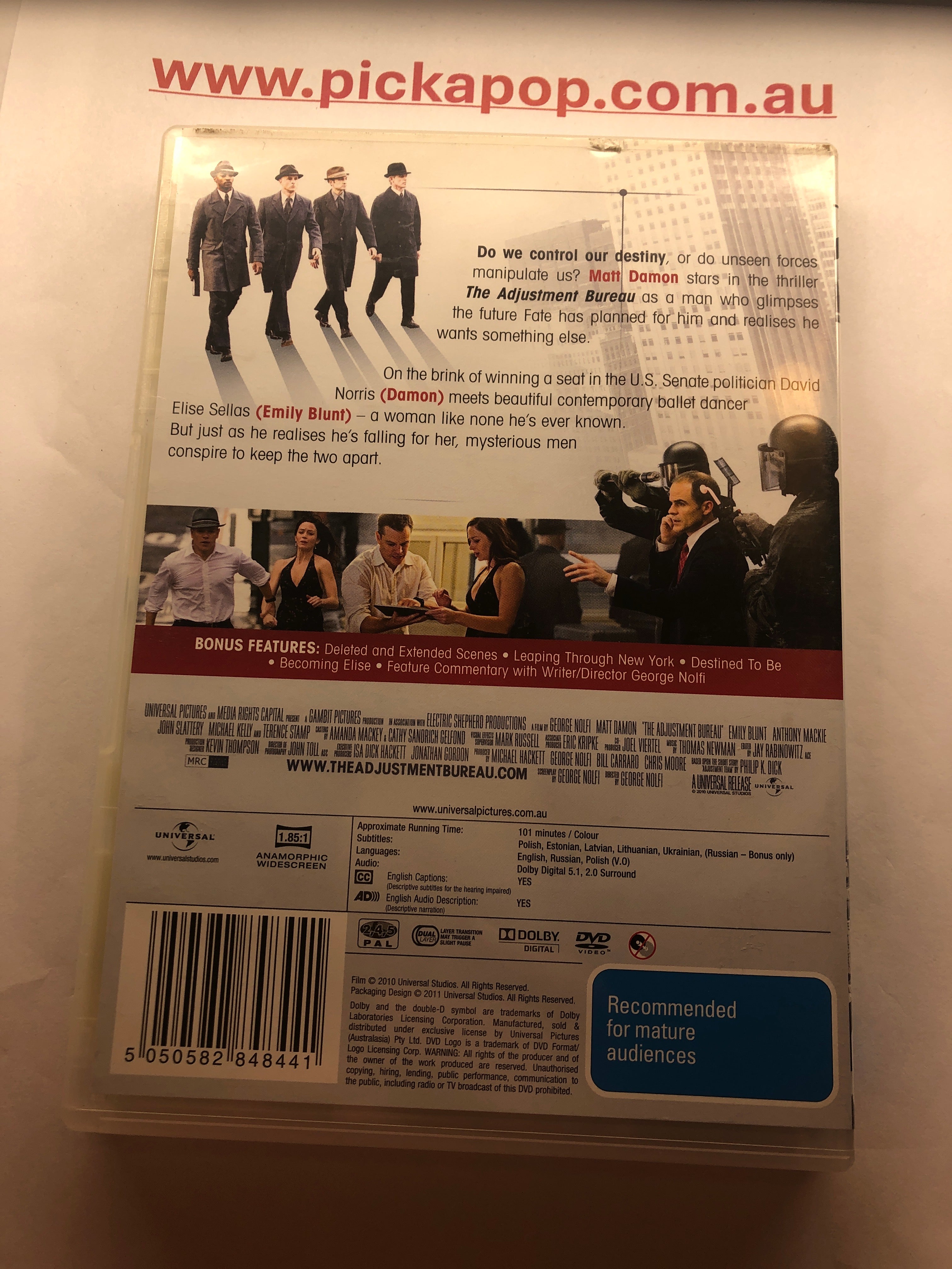 THE ADJUSTMENT BUREAU - (PAL Region 4) DVD Cleaned and Tested
