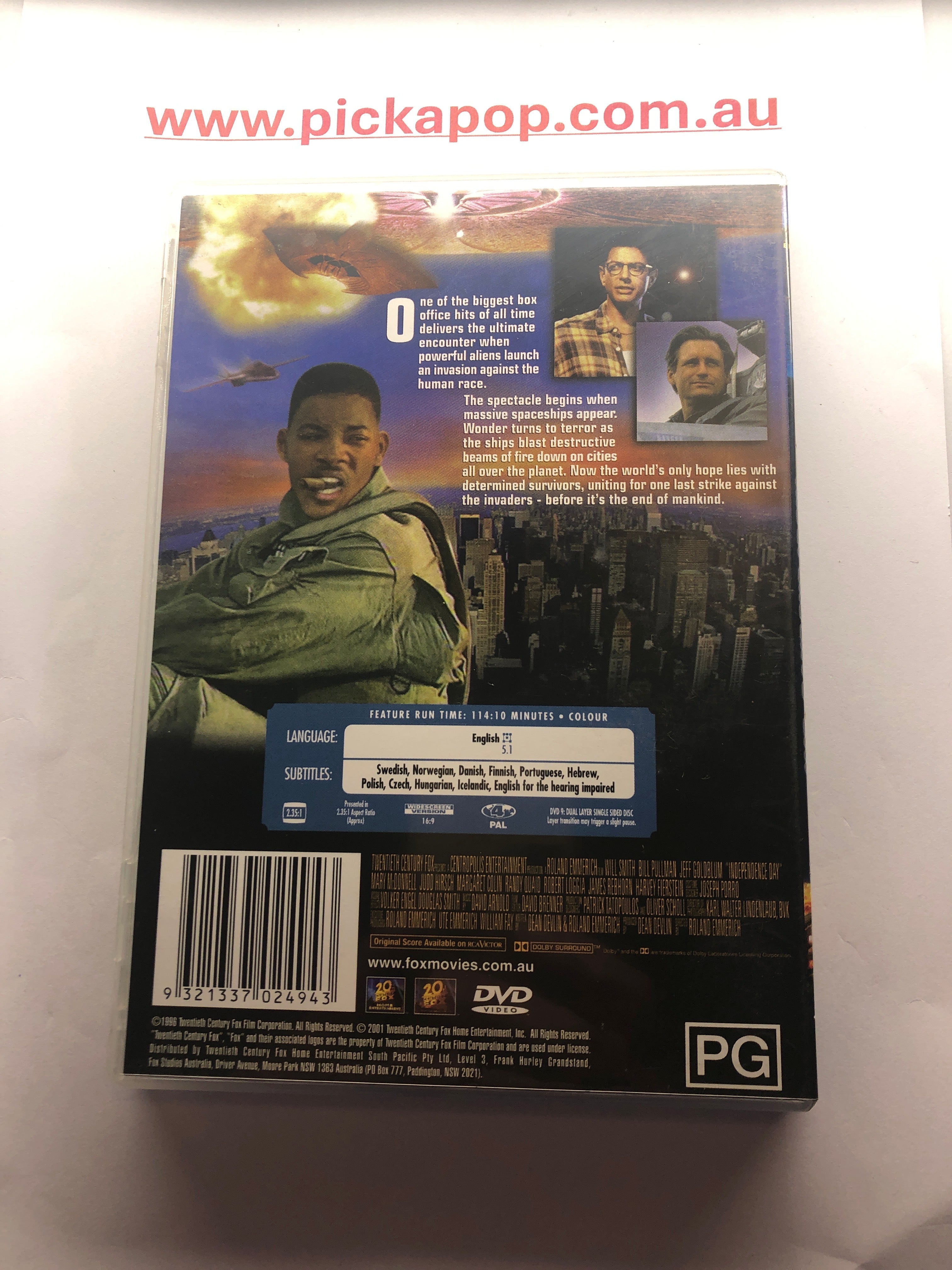 INDEPENDENCE DAY - (PAL Region 4) DVD Cleaned and Tested