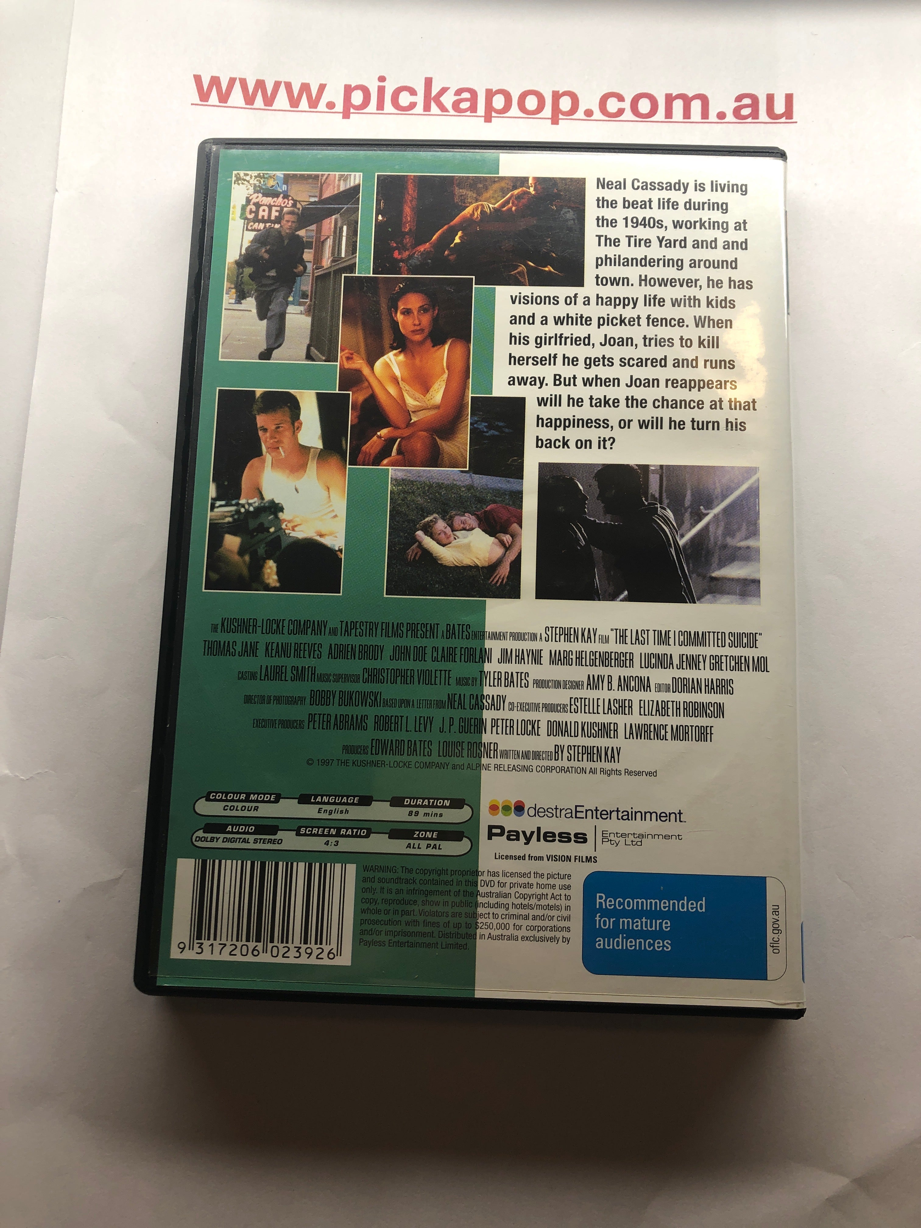 THE LAST TIME I COMMITTED SUICIDE - (PAL Region 4) DVD Cleaned and Tested