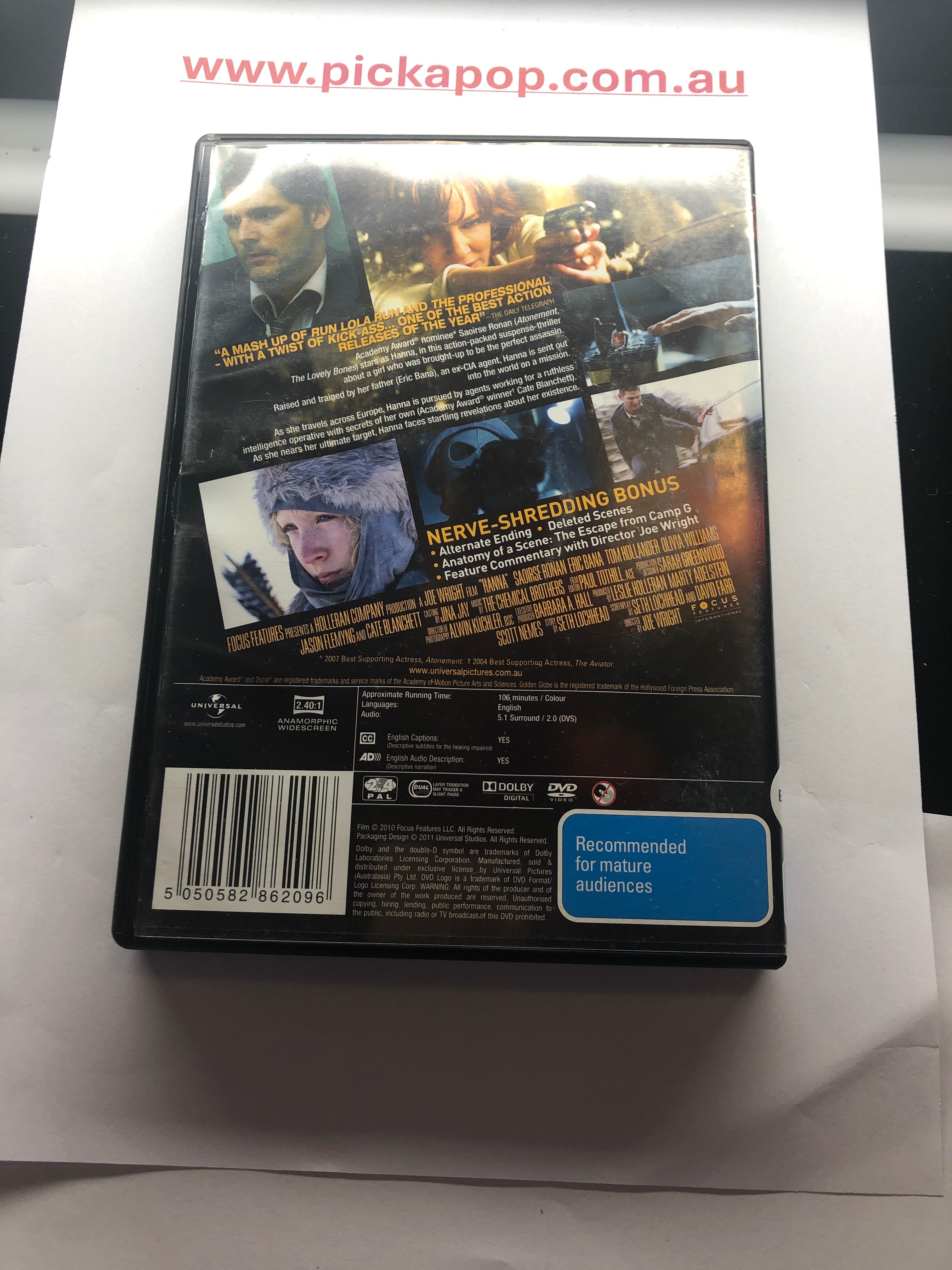 HANNA - (PAL Region 4) DVD Cleaned and Tested