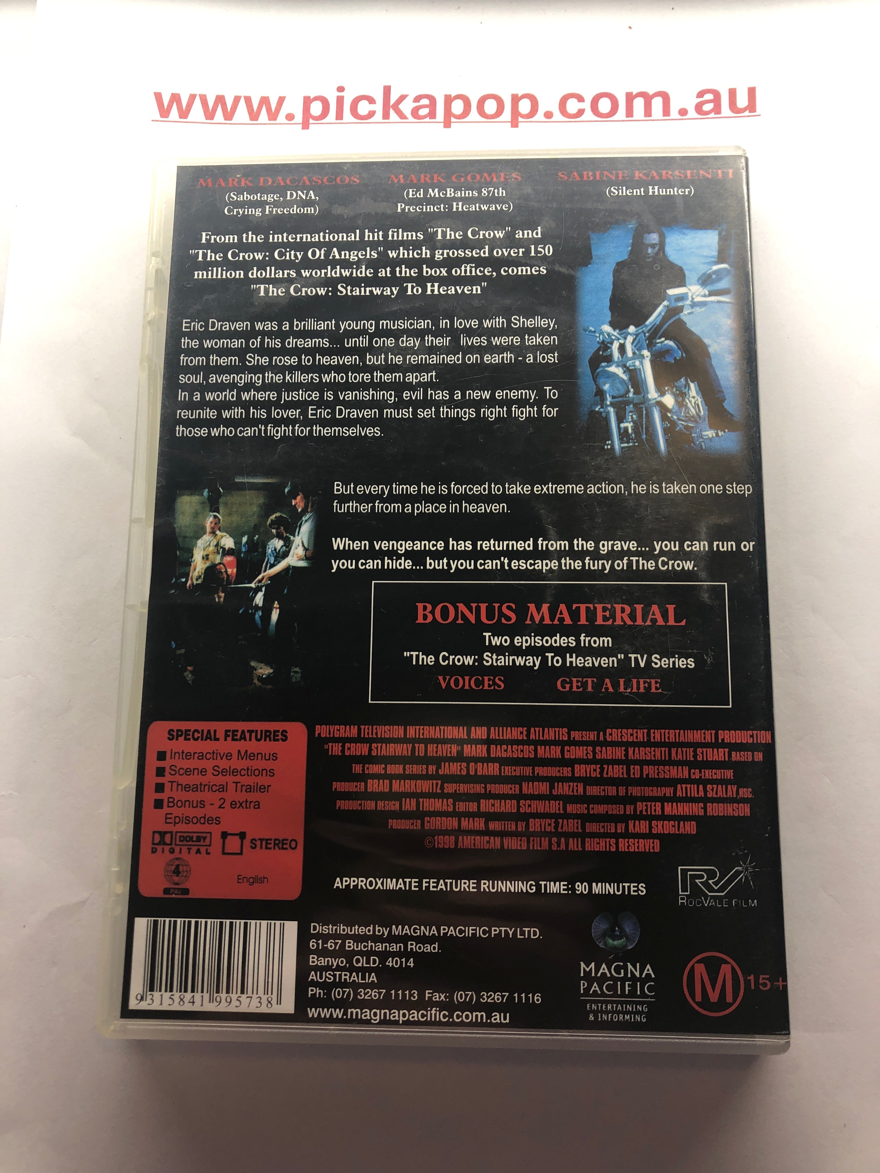 THE CROW - (PAL Regioin 4) DVD Cleaned and Tested