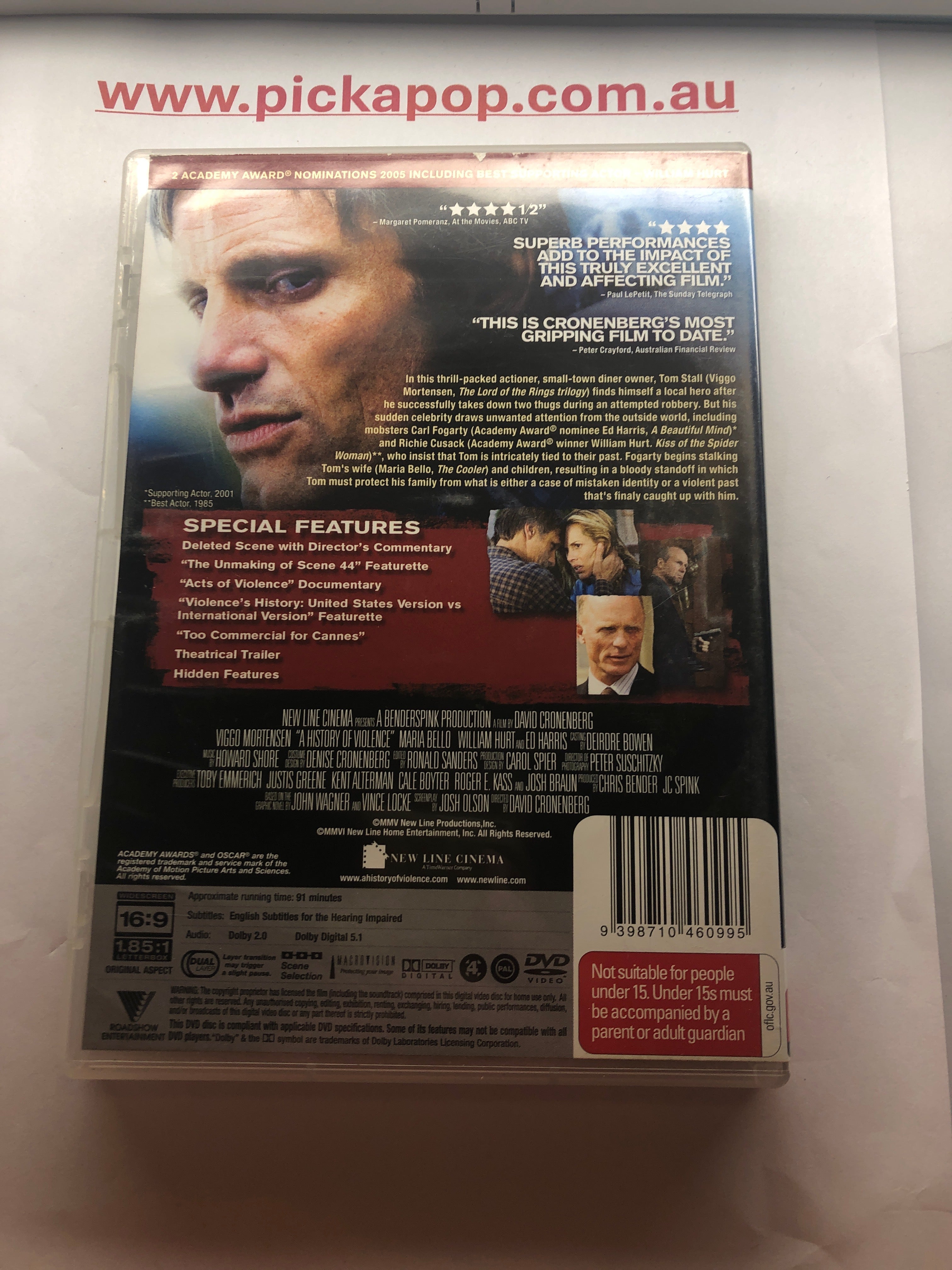 A HISTORY OF VIOLENCE - (PAL Region 4) DVD Cleaned and Tested