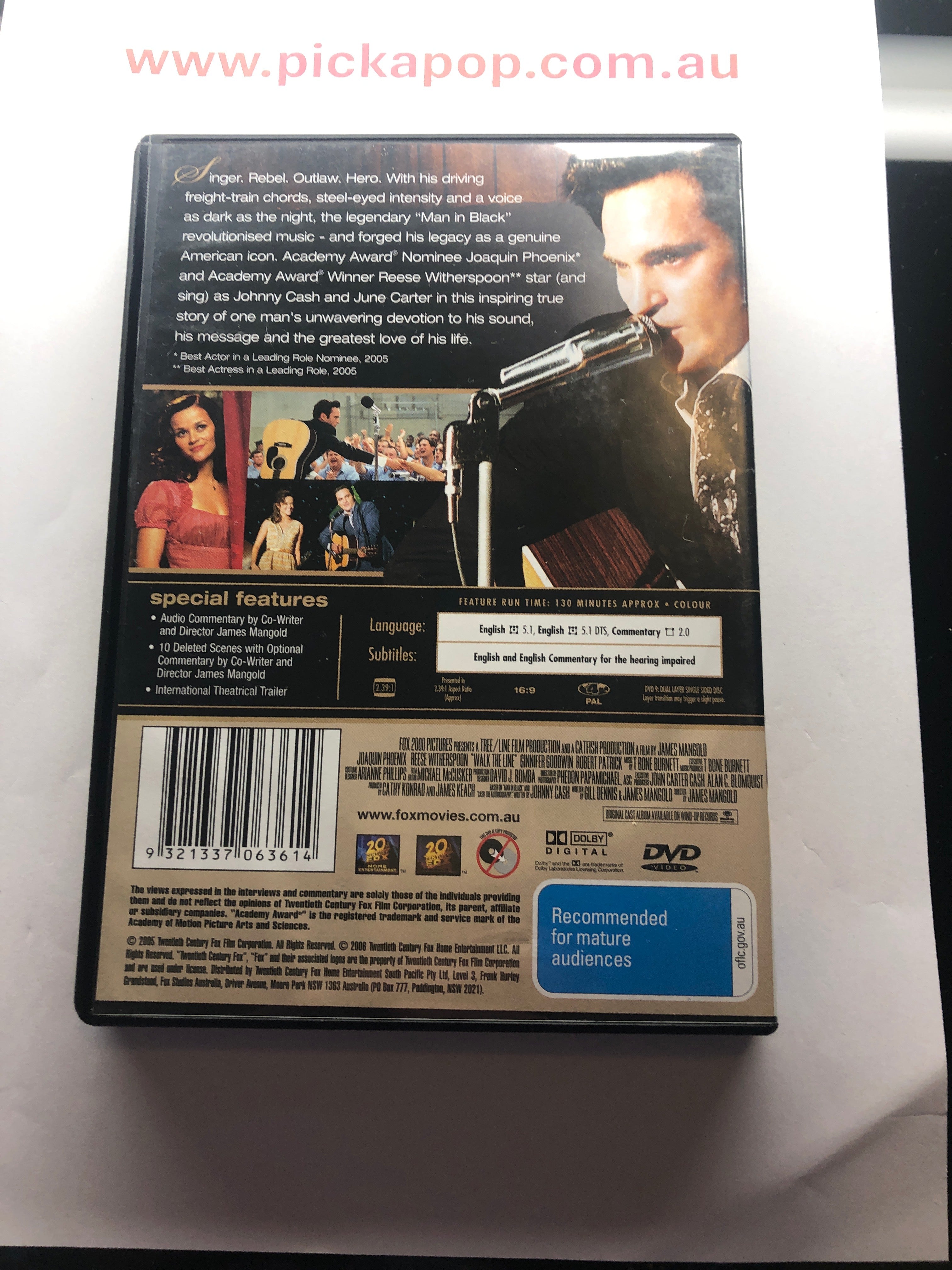 WALK THE LINE - (PAL Region 4) DVD Cleaned and Tested