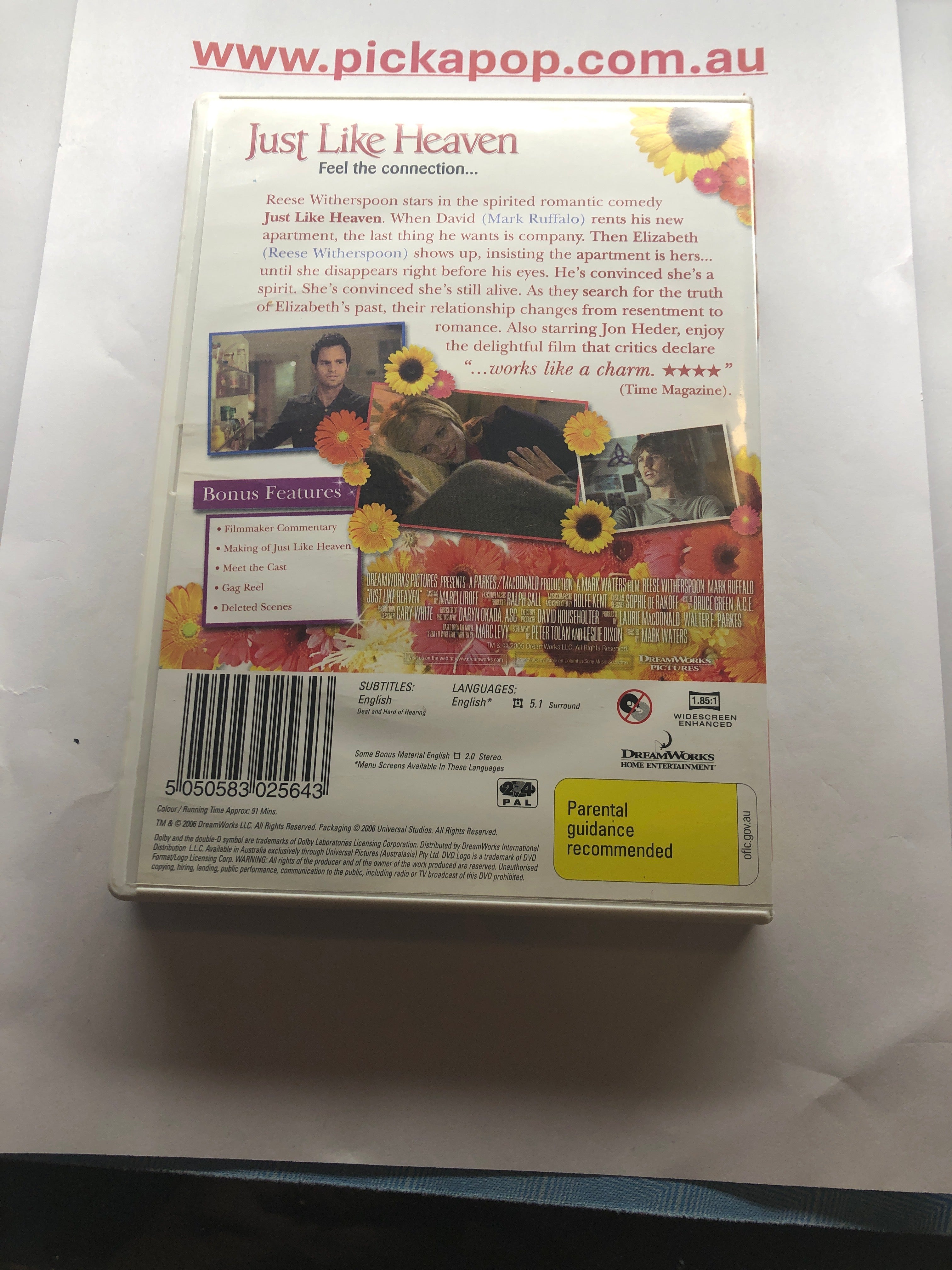 JUST LIKE HEAVEN - (PAL Region 4) DVD Cleaned and Tested