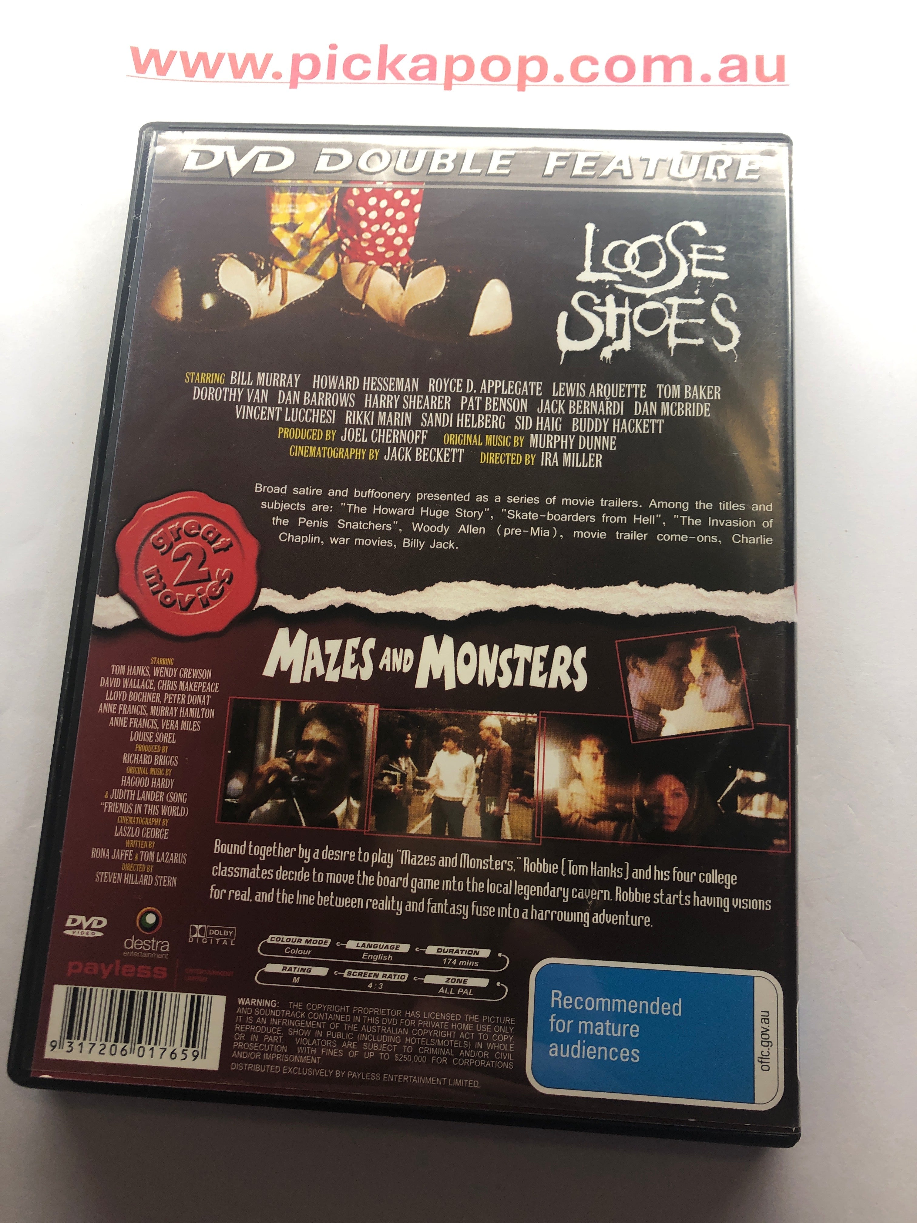 LOOSE SHOES & MAZES AND MONSTERS - (PAL Region 4) DVD DOUBLE FEATURE Cleaned and Tested