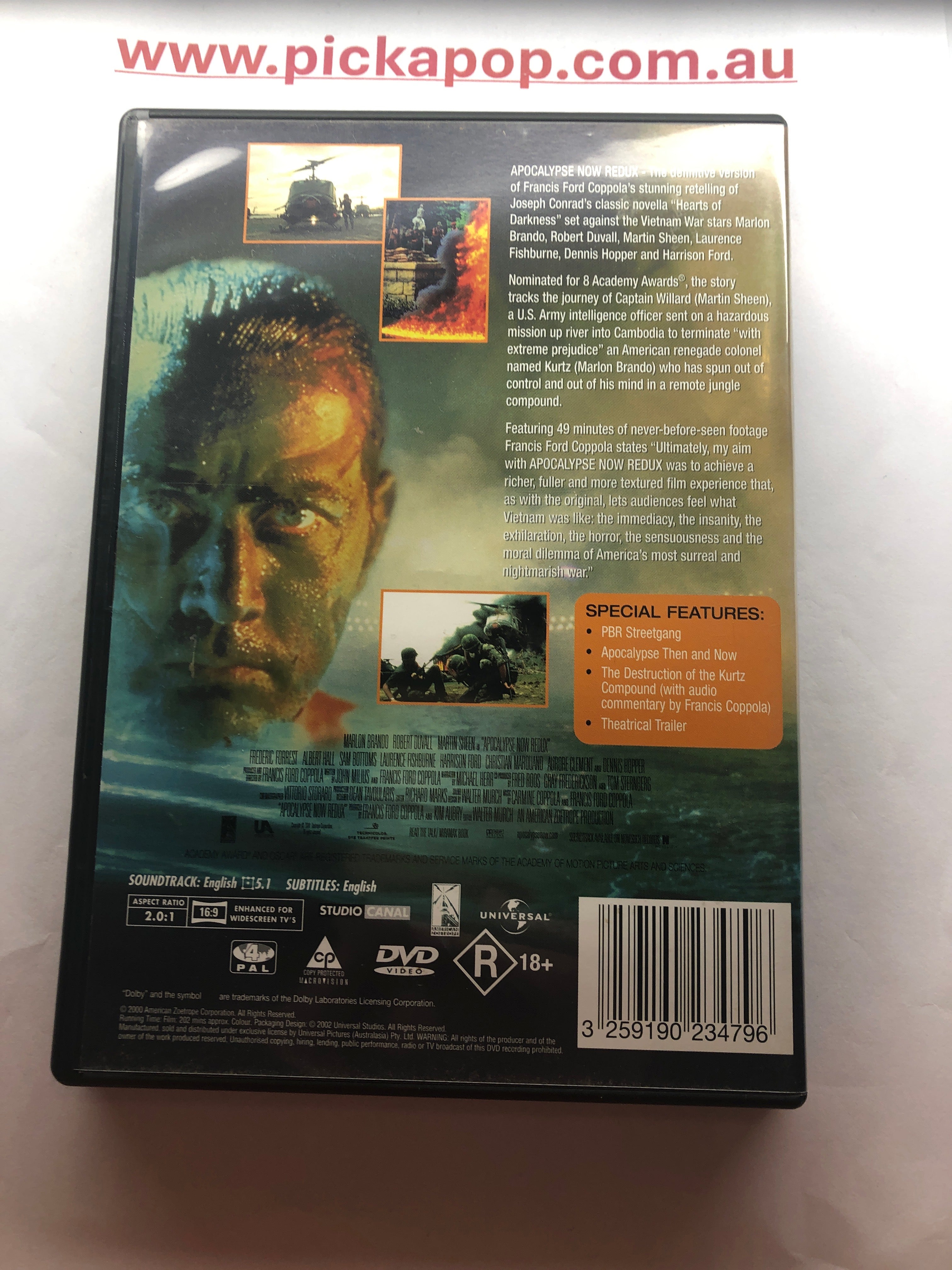 APOCALYPSE NOW REDUX - (PAL Region 4) DVD Cleaned and Tested