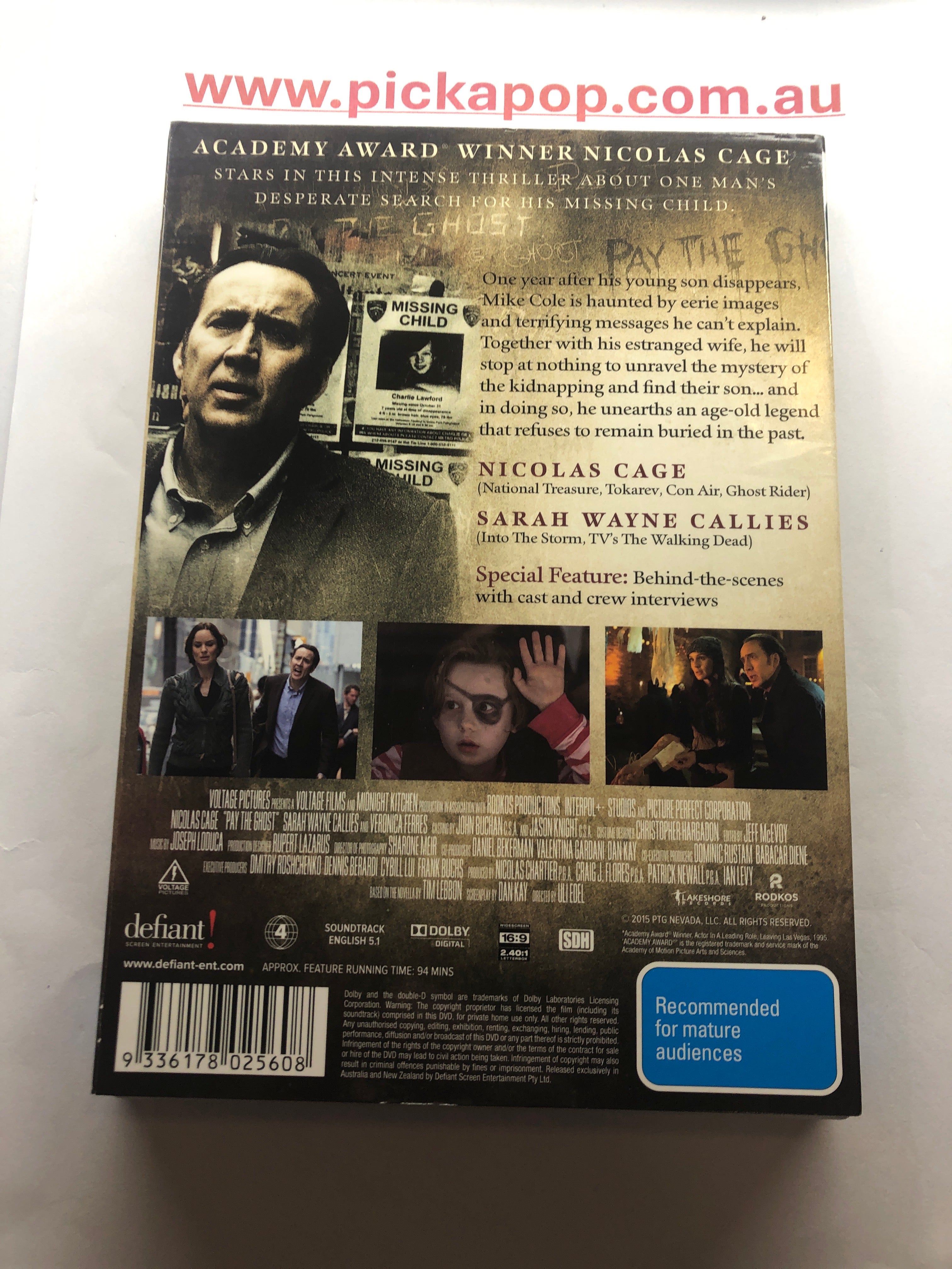 PAY THE GHOST - (PAL Region 4) DVD Cleaned and Tested