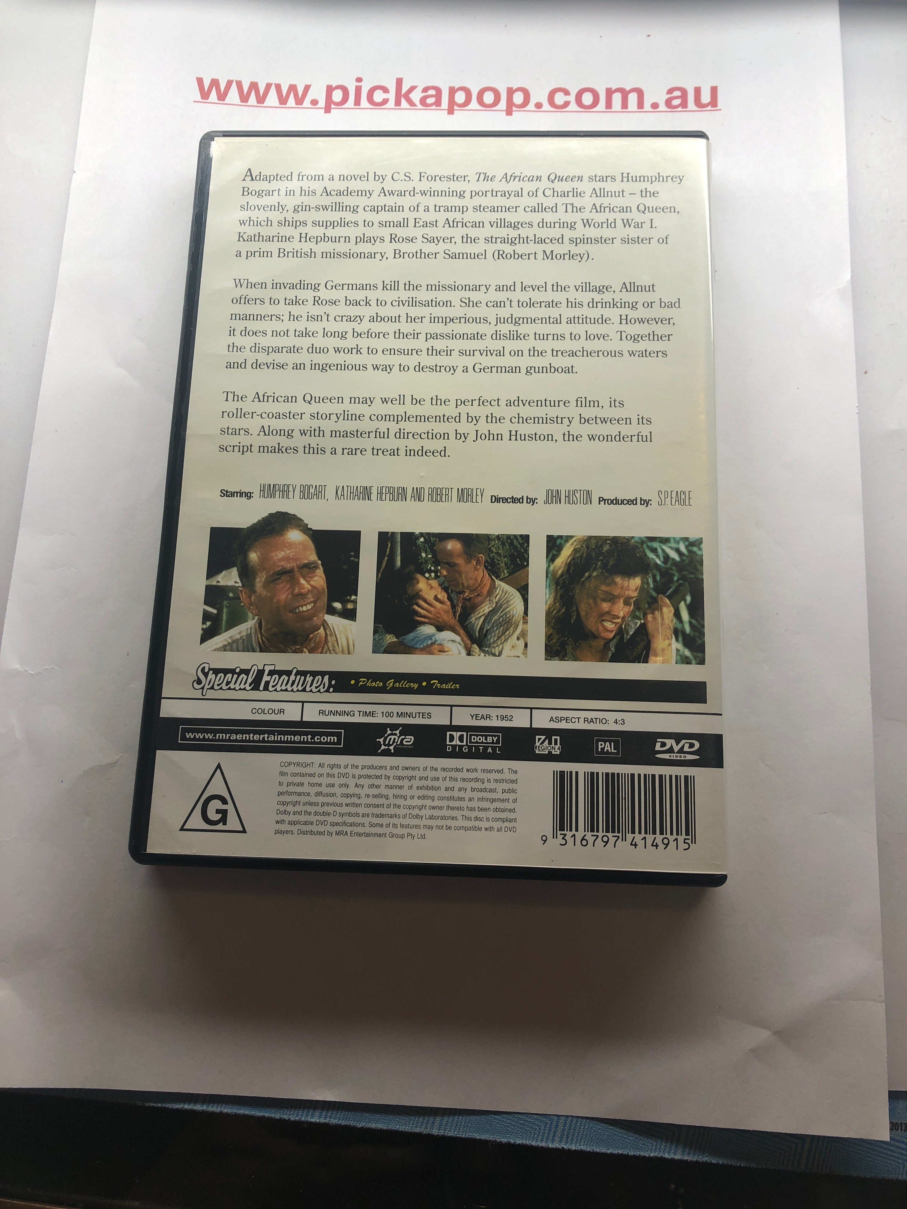 THE AFRICAN QUEEN - (PAL Region 4) DVD Cleaned and Tested