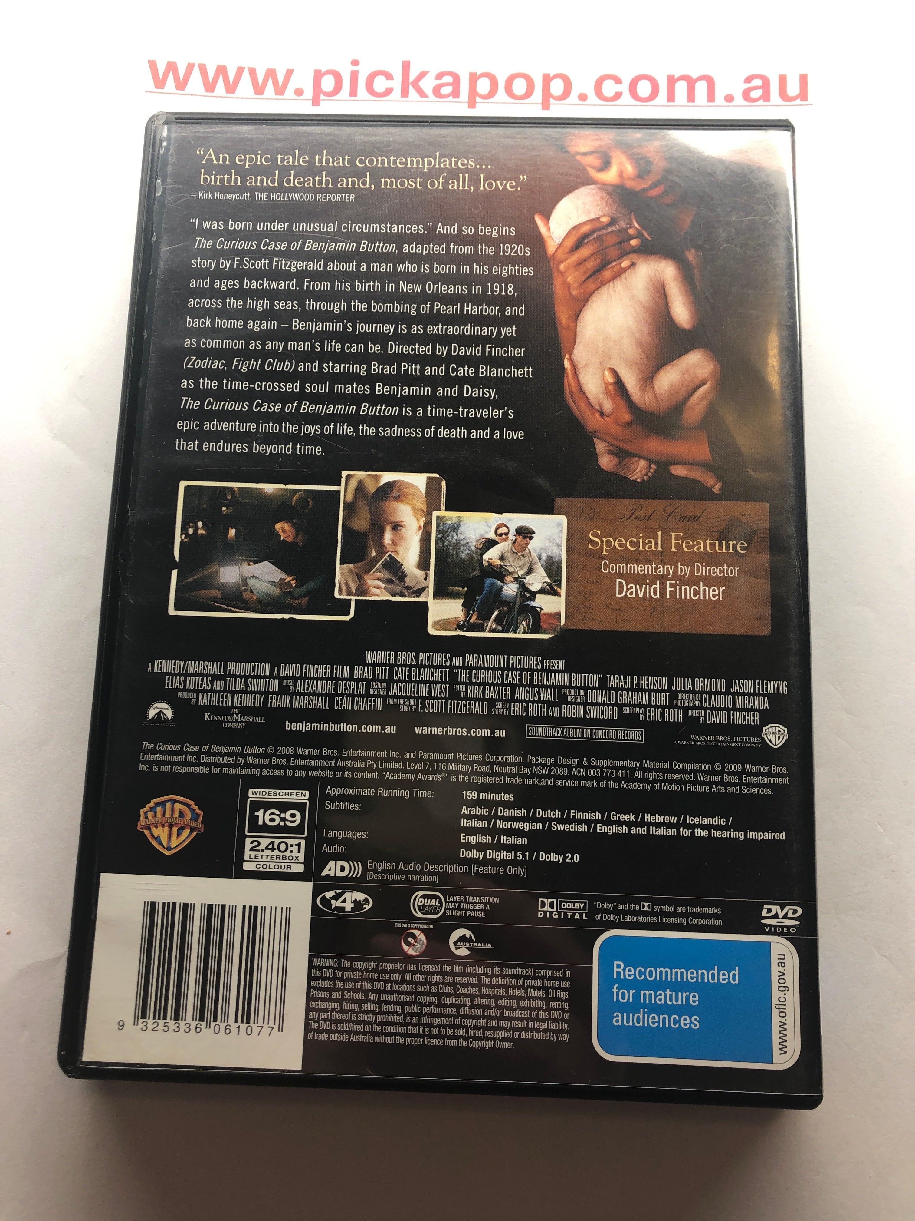 THE CURIOUS CASE OF BENJAMIN BUTTON - (PAL Region 4) DVD Cleaned and Tested