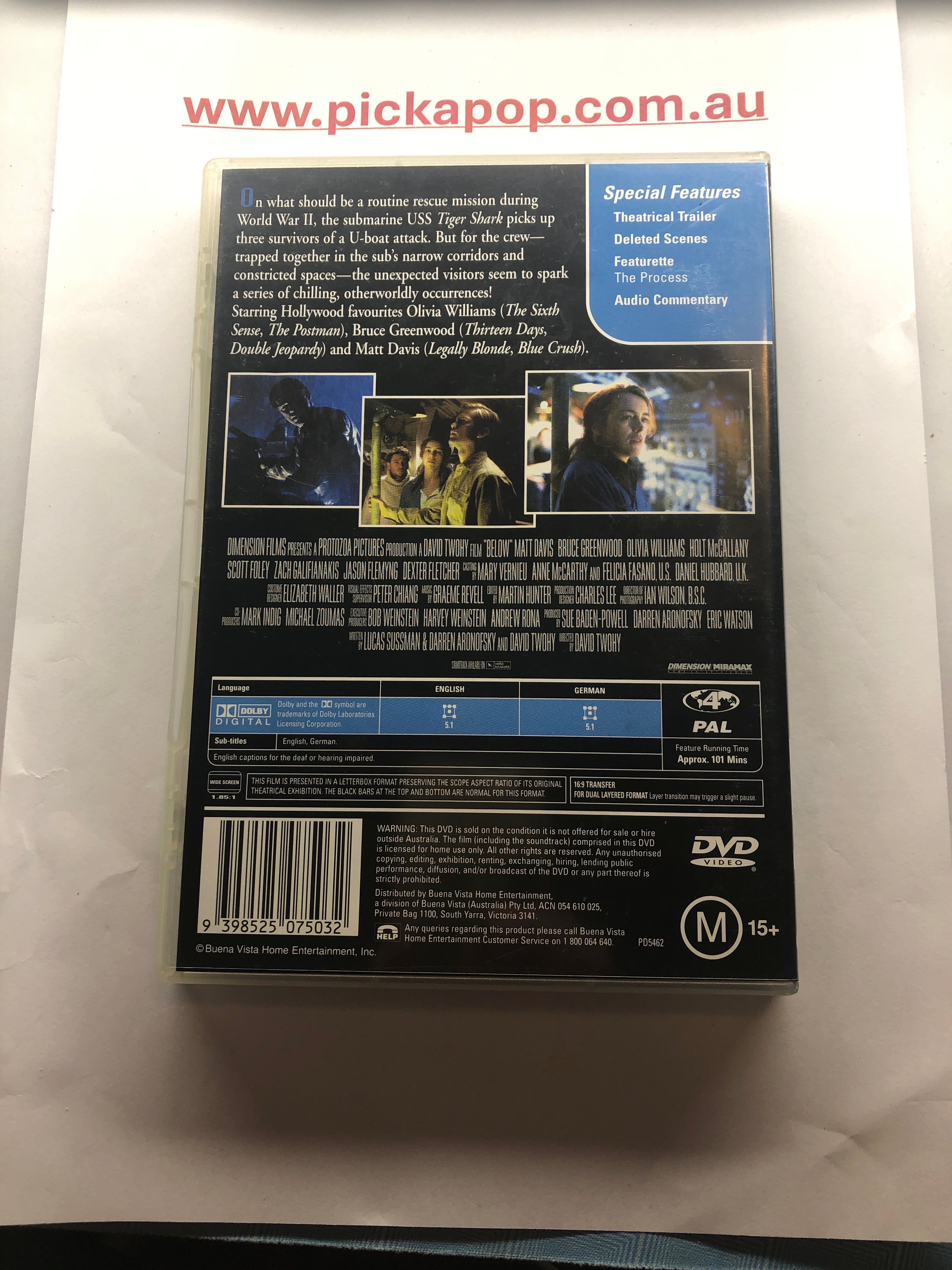 BELOW FROM THE DIRECTOR OF PITCH BLACK - (PAL Region 4) DVD Cleaned and Tested