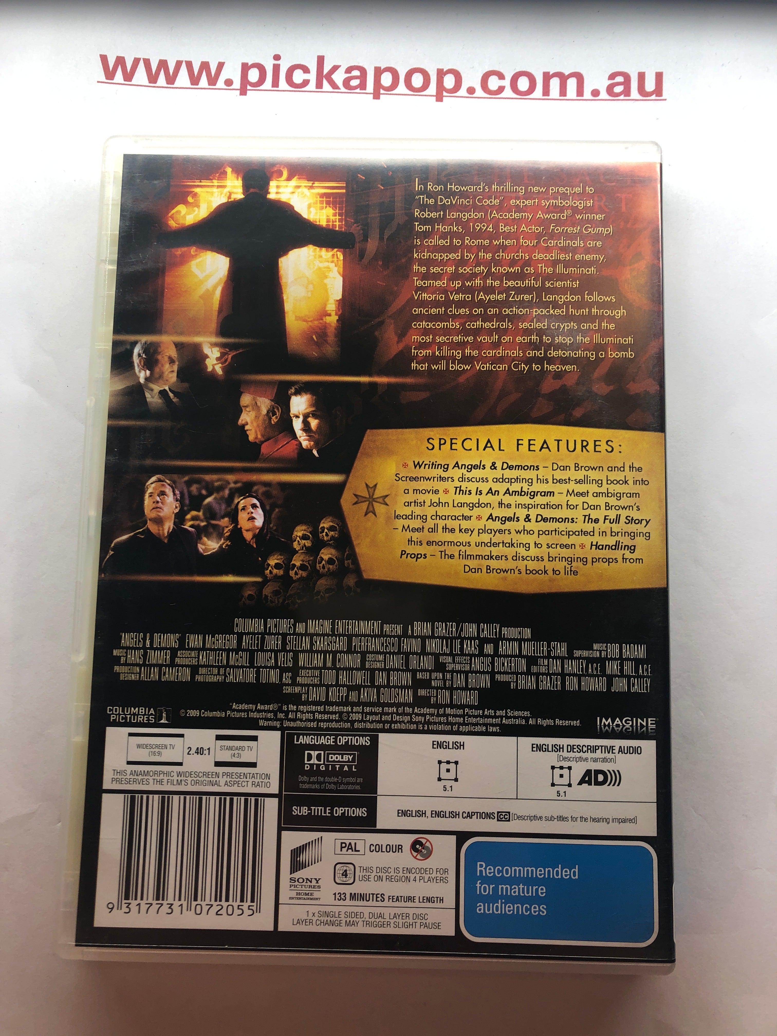 ANGELS & DEMONS THEATRICAL EDITION - (PAL Region 4) DVD Cleaned and Tested
