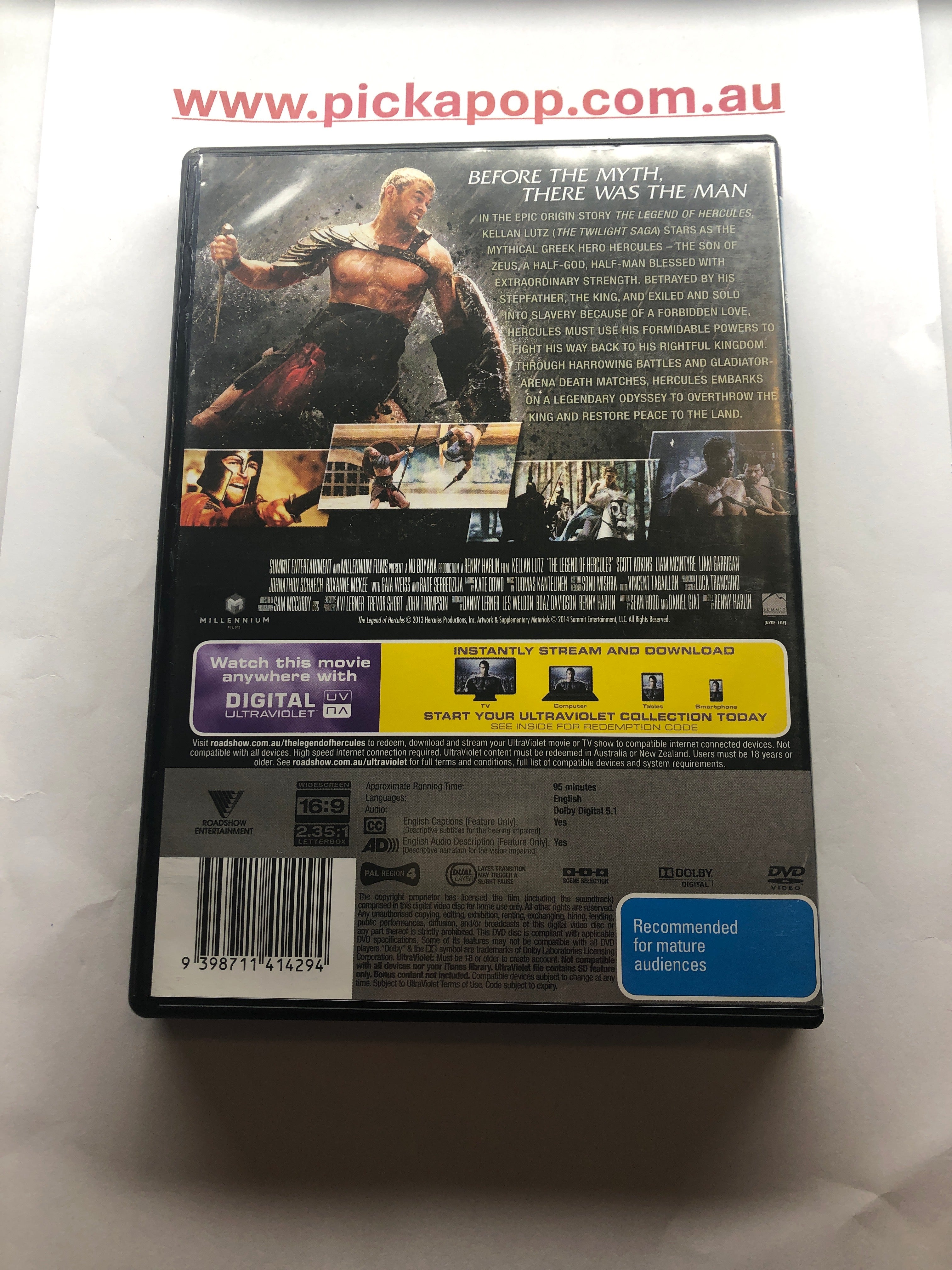 THE LEGEND OF HERCULES DVD + DIGITAL ULTRAVIOLET - (PAL Region 4) DVD Cleaned and Tested