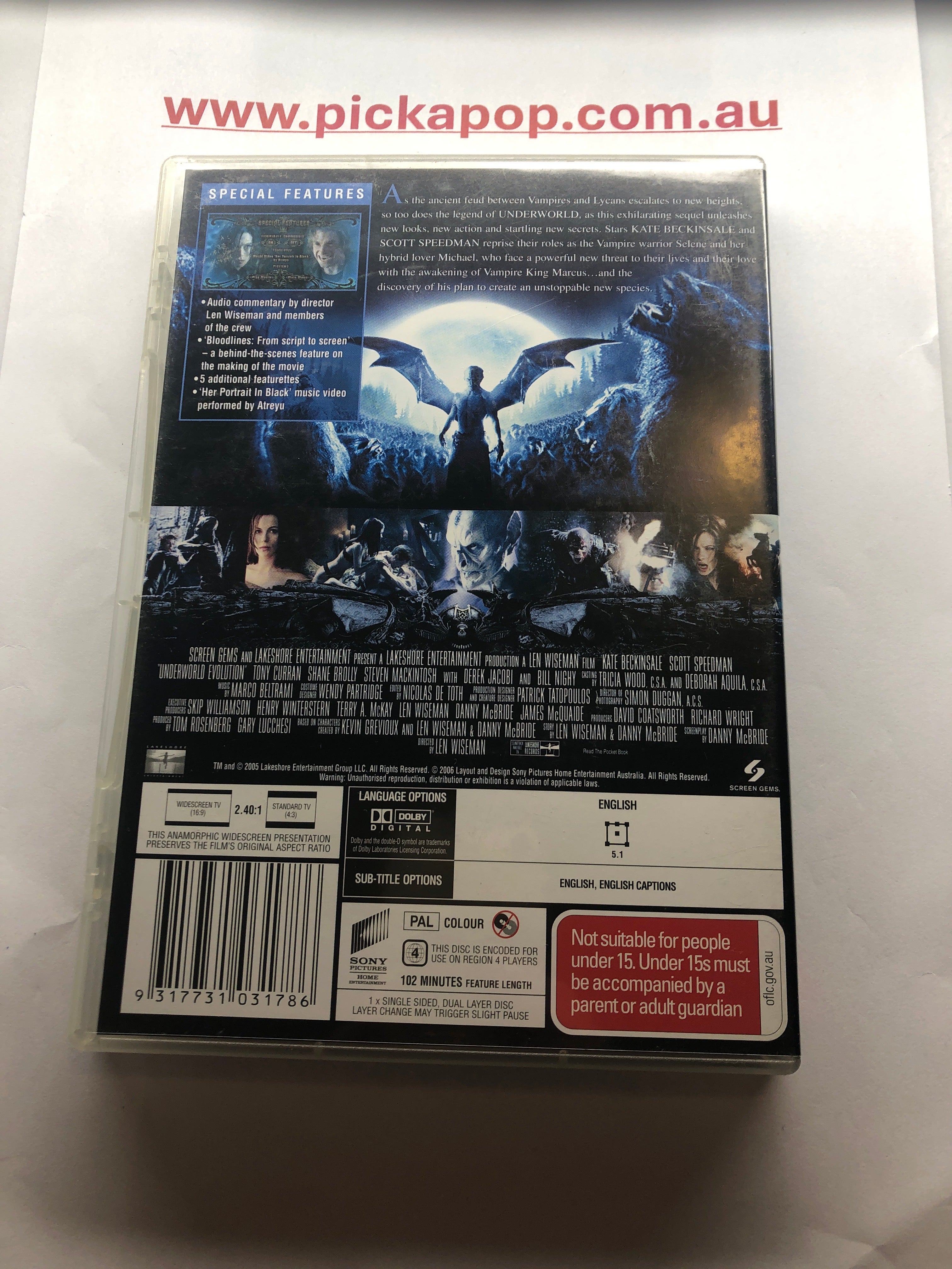 UNDERWORLD EVOLUTION - (PAL Region 4) DVD Cleaned and Tested