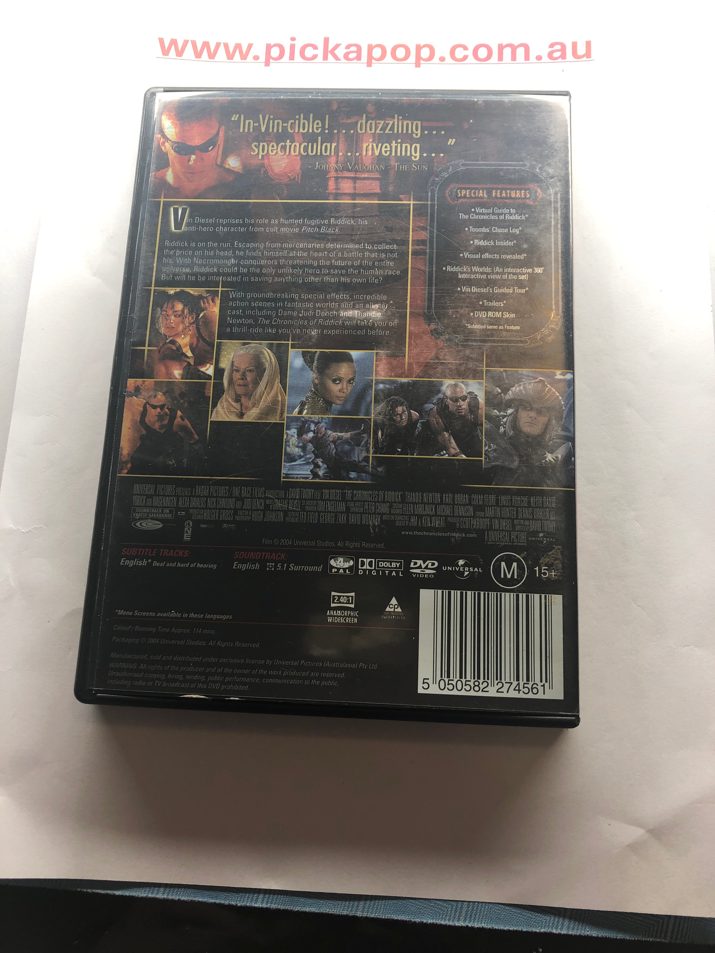 THE CHRONICLES OF RIDDICK - (PAL Region 4) DVD Cleaned and Tested