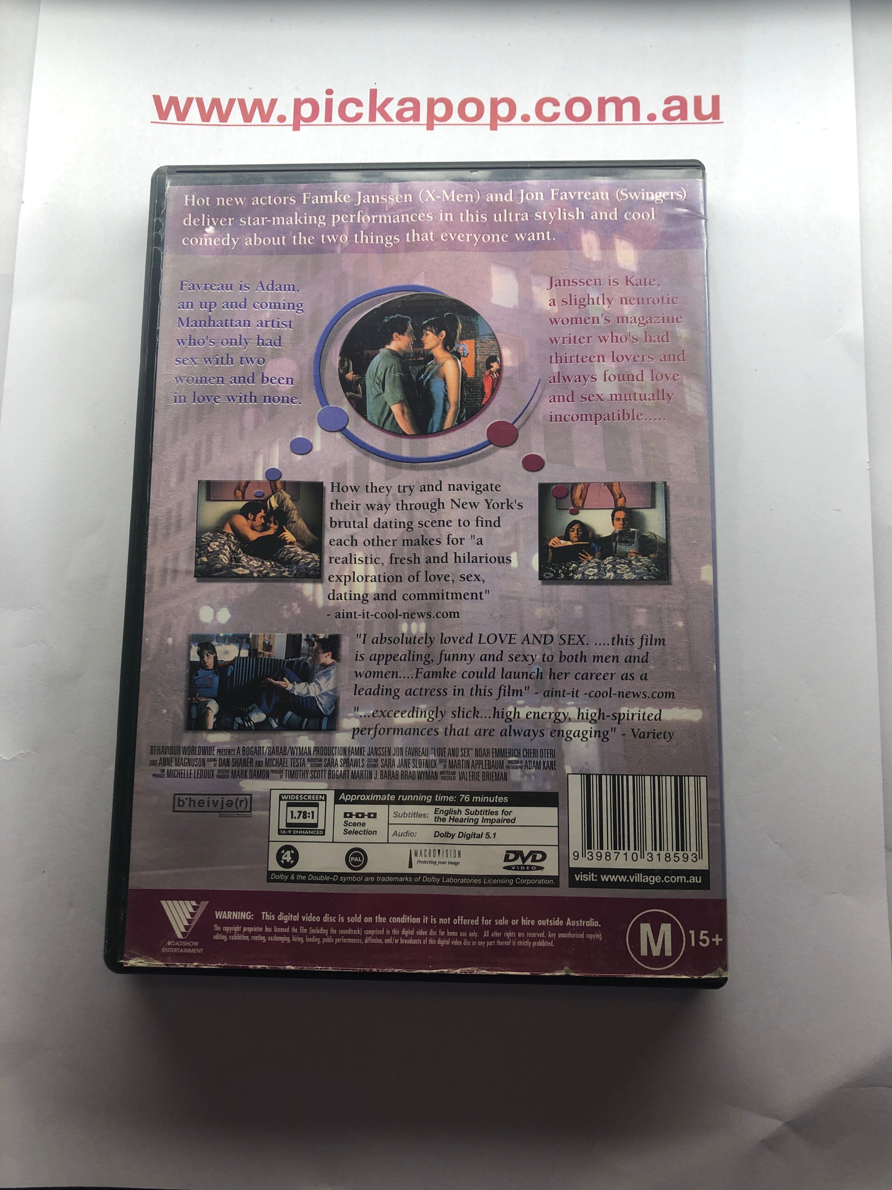 LOVE & SEX - (PAL Region 4) DVD Cleaned and Tested