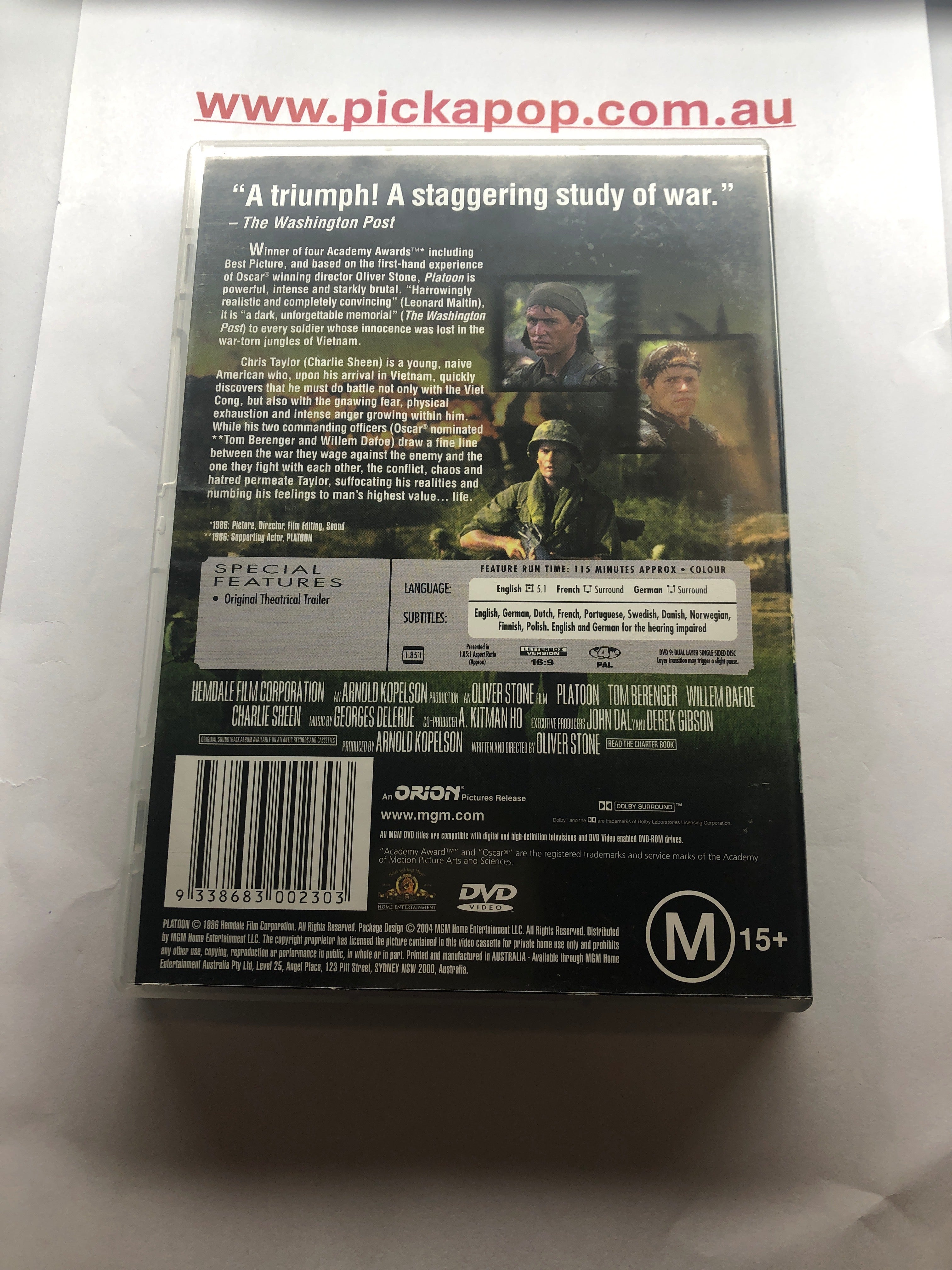 PLATOON - (PAL Region 4) DVD Cleaned and Tested