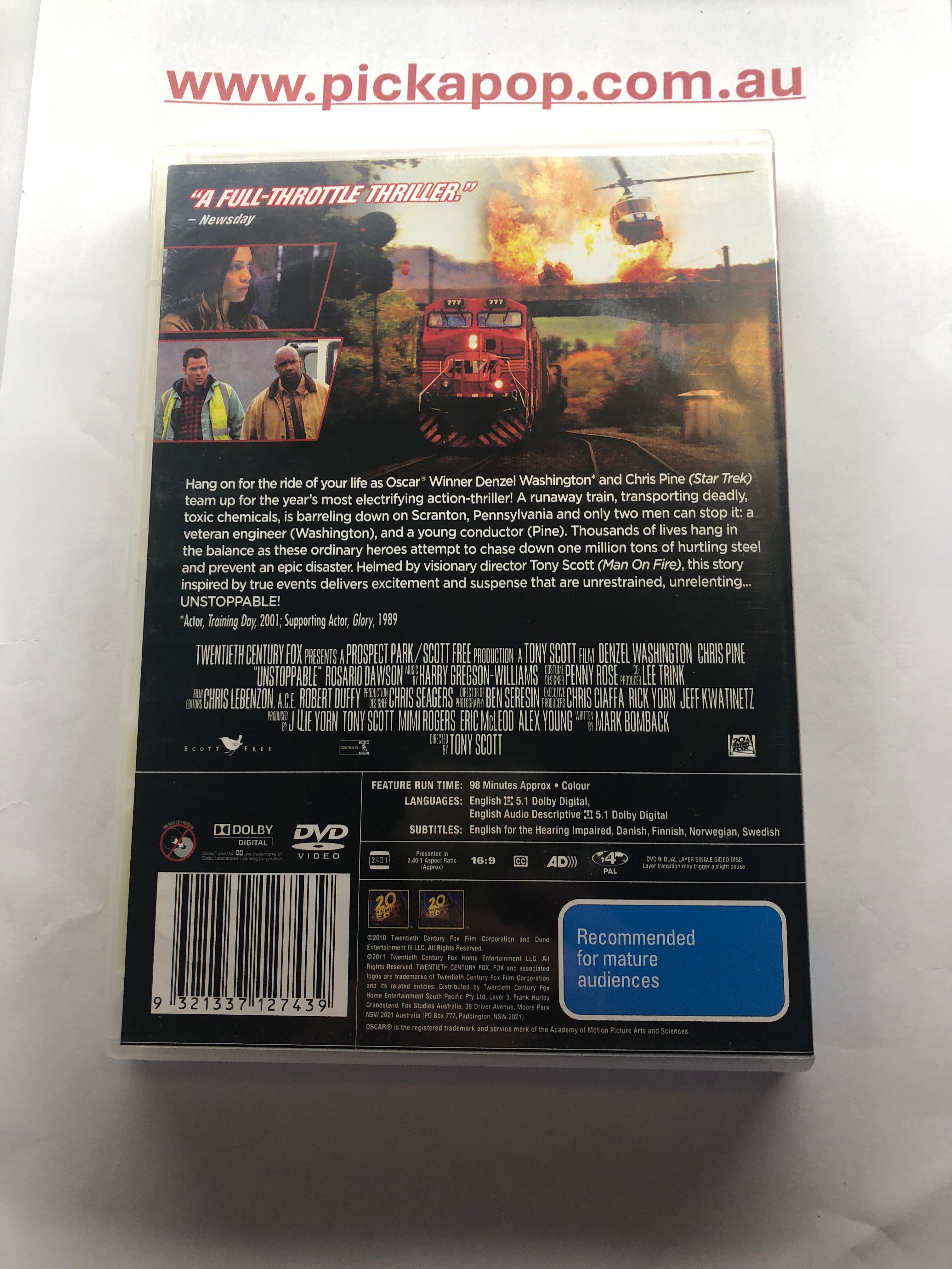 UNSTOPPABLE - (PAL Region 4) DVD Cleaned and Tested