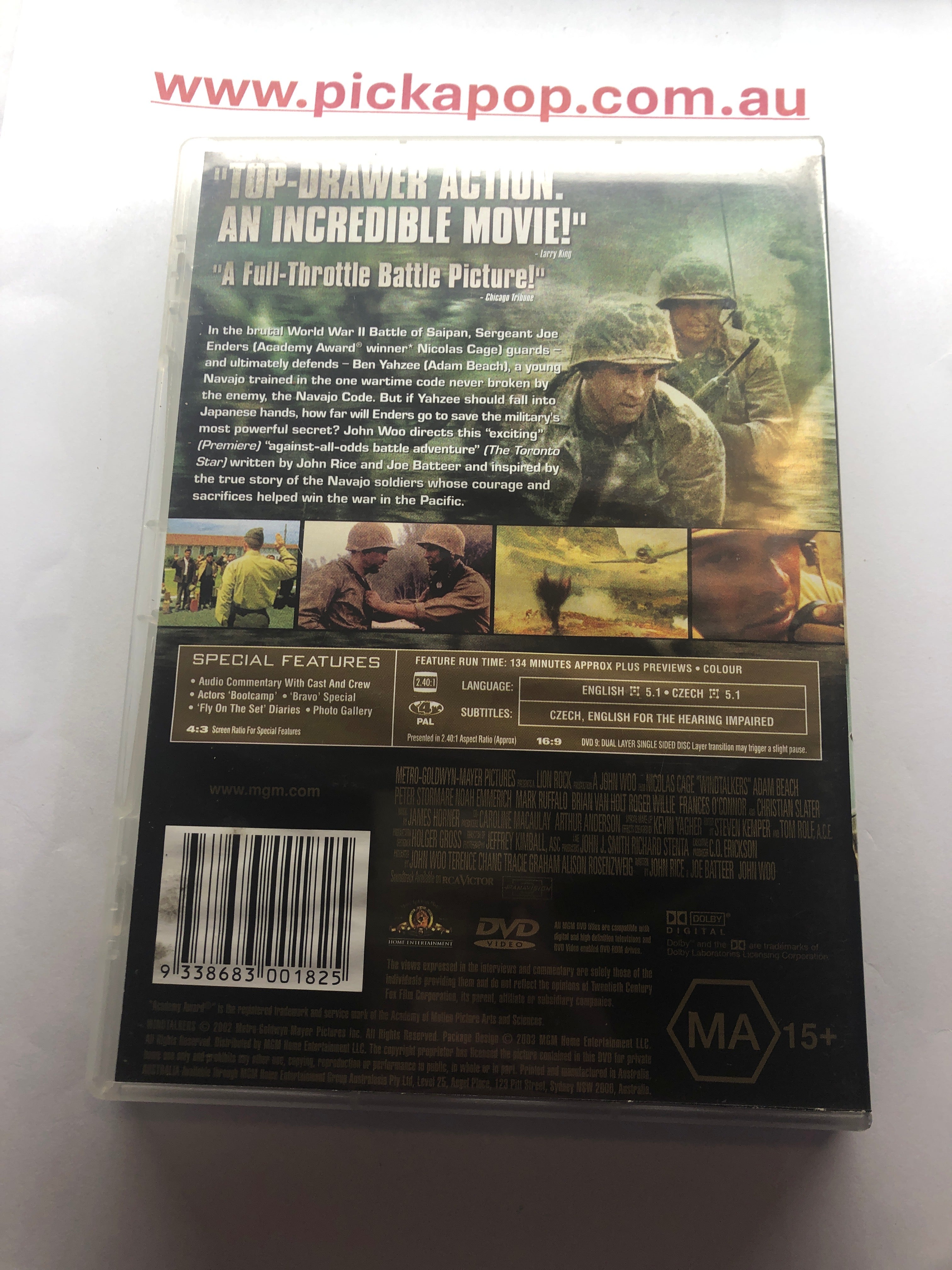 WINDTALKERS - (PAL Region 4) DVD Cleaned and Tested