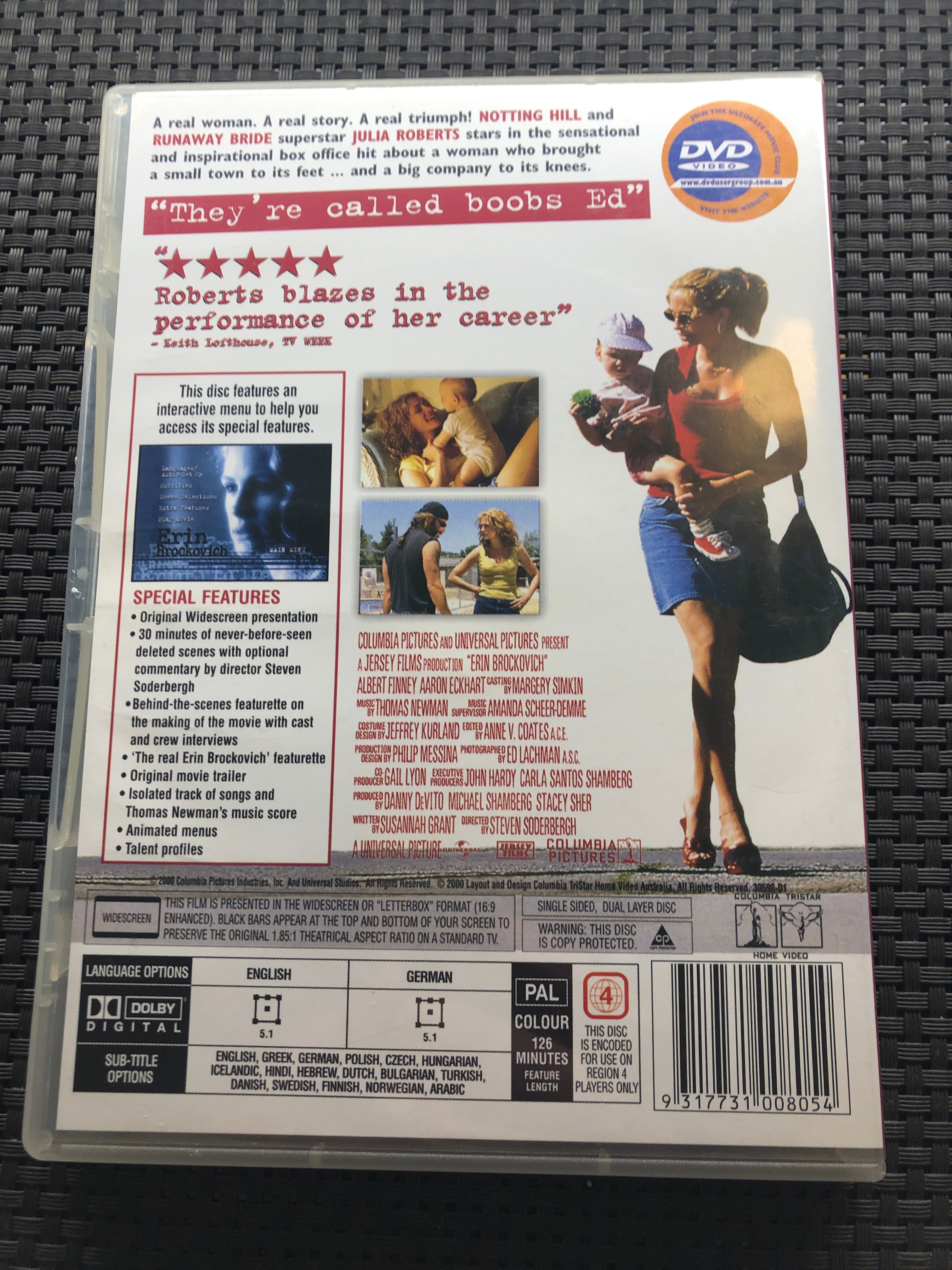 ERIN BROCKOVICH - (PAL Region 4 ) DVD Cleaned and Tested