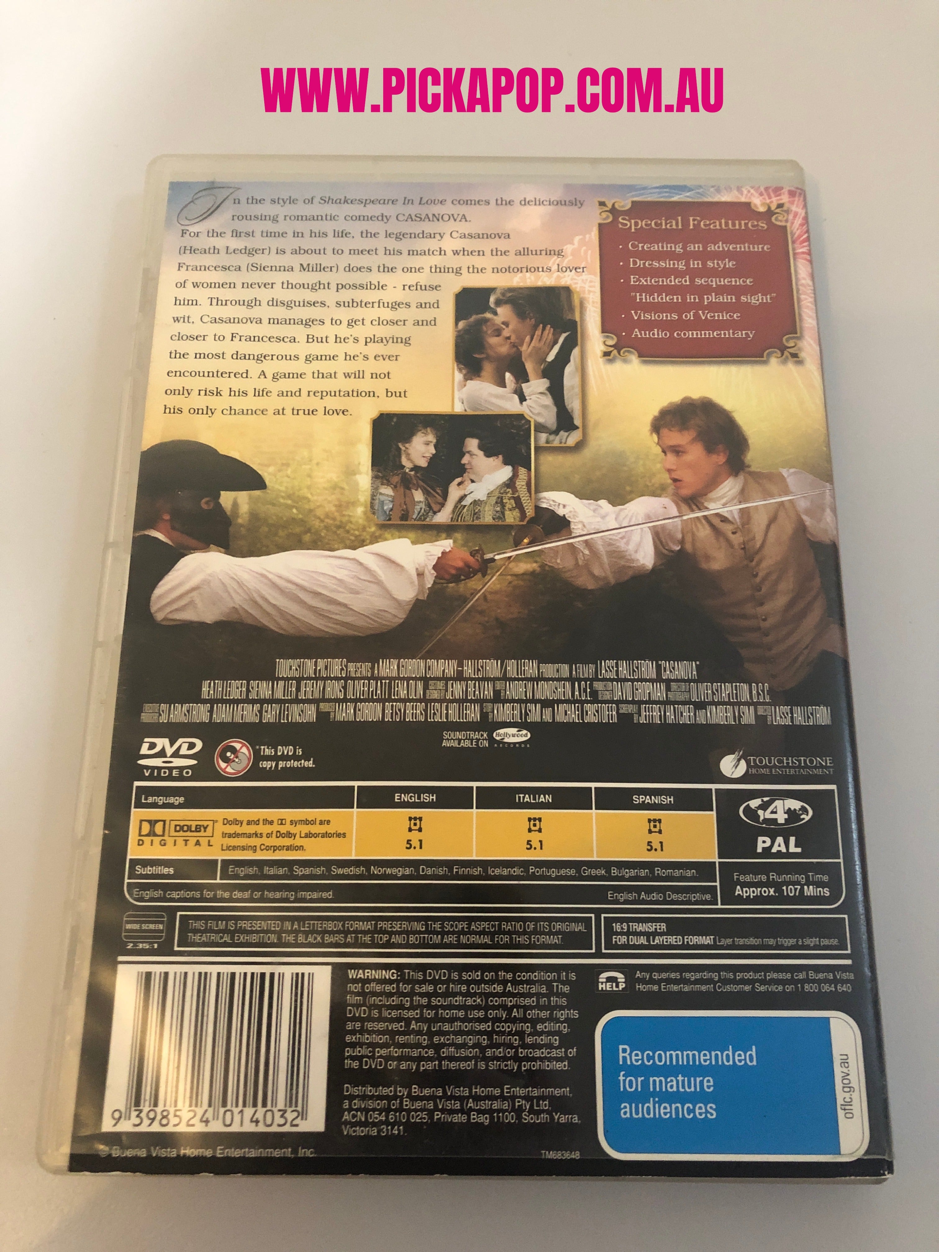 CASANOVA - (PAL Region 4) DVD Cleaned and Tested