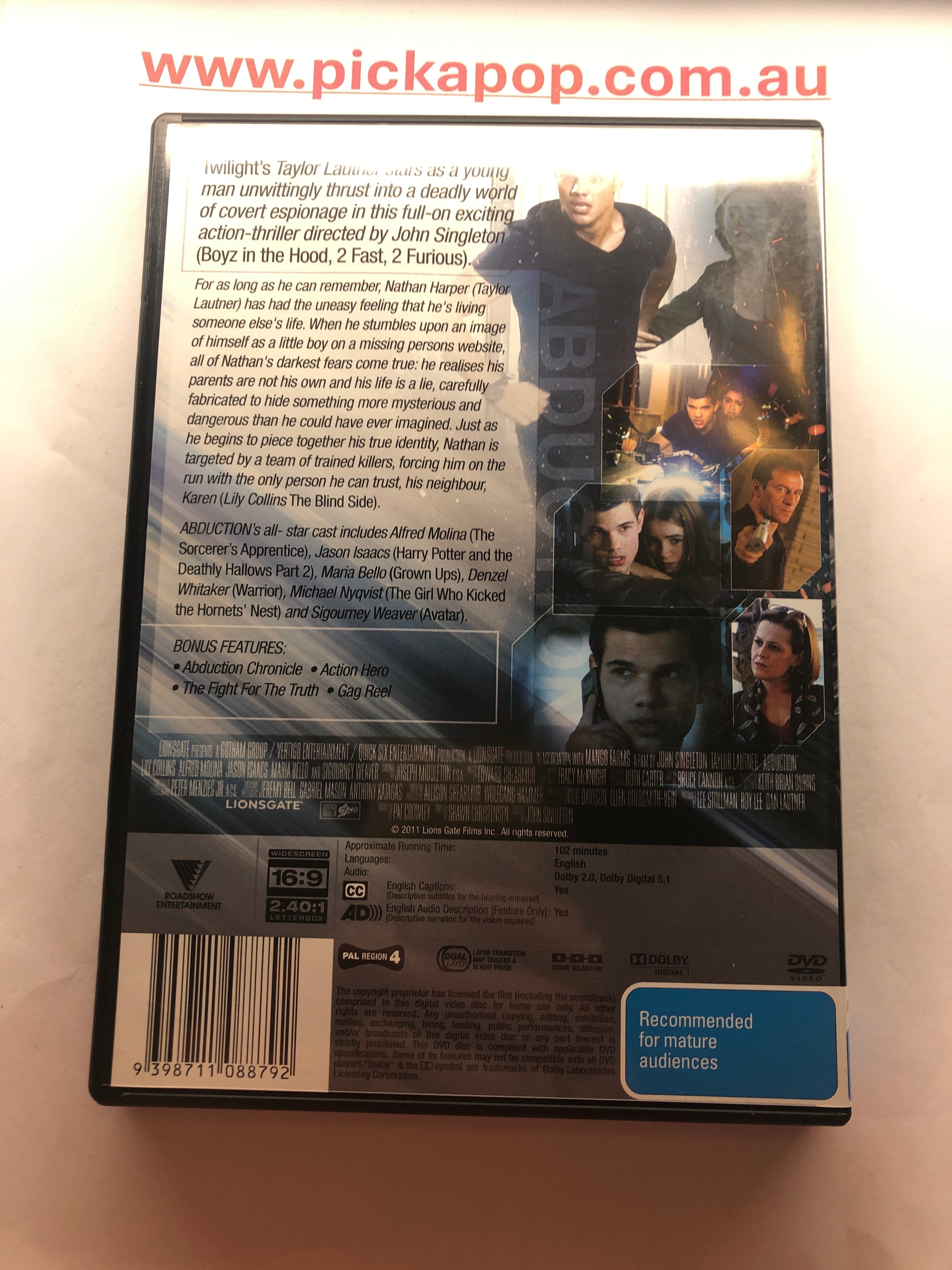 ABDUCTION - (PAL Region 4) DVD Cleaned and Tested