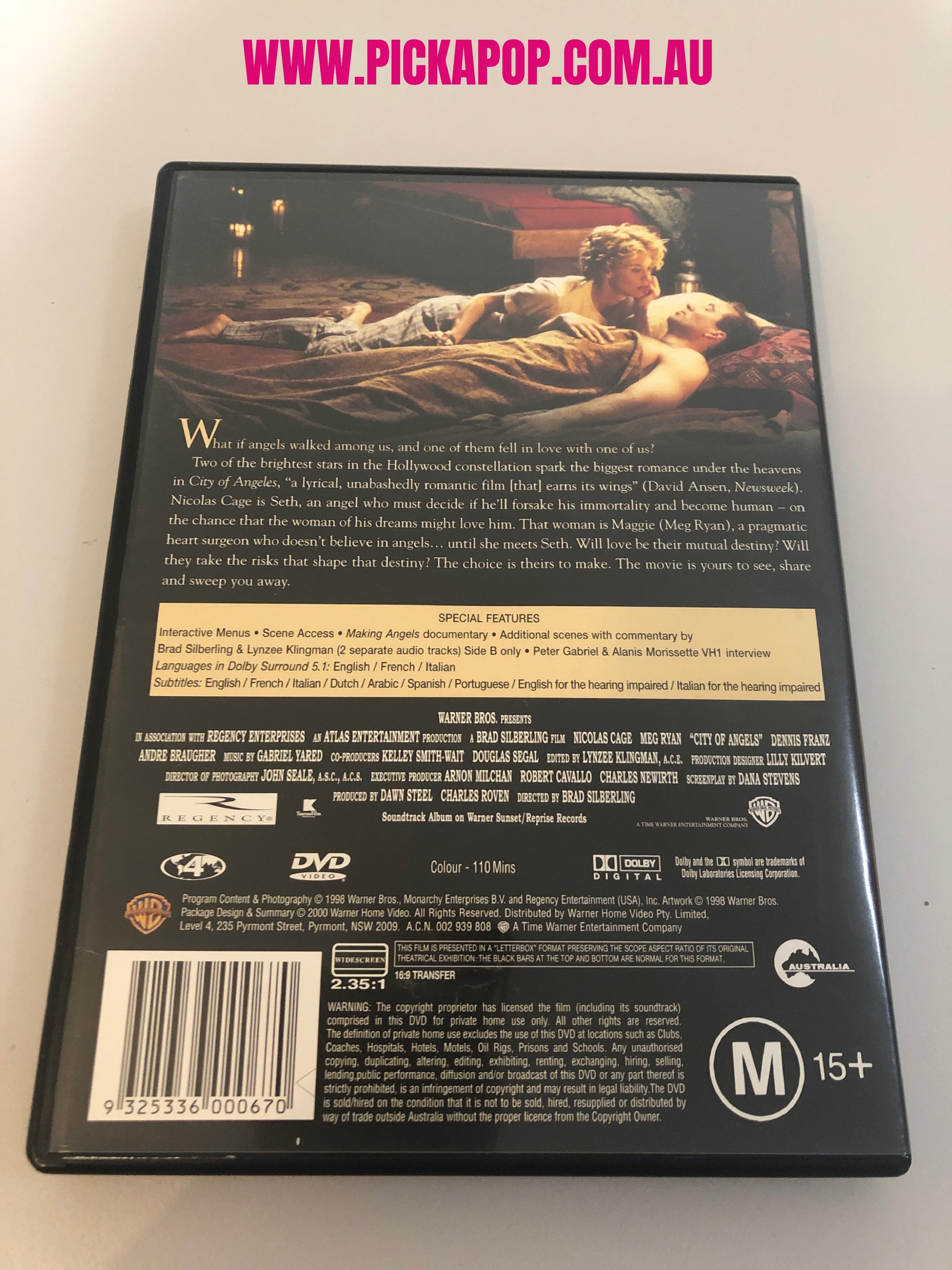 CITY OF ANGELS - (PAL Region 4) DVD Cleaned and Tested