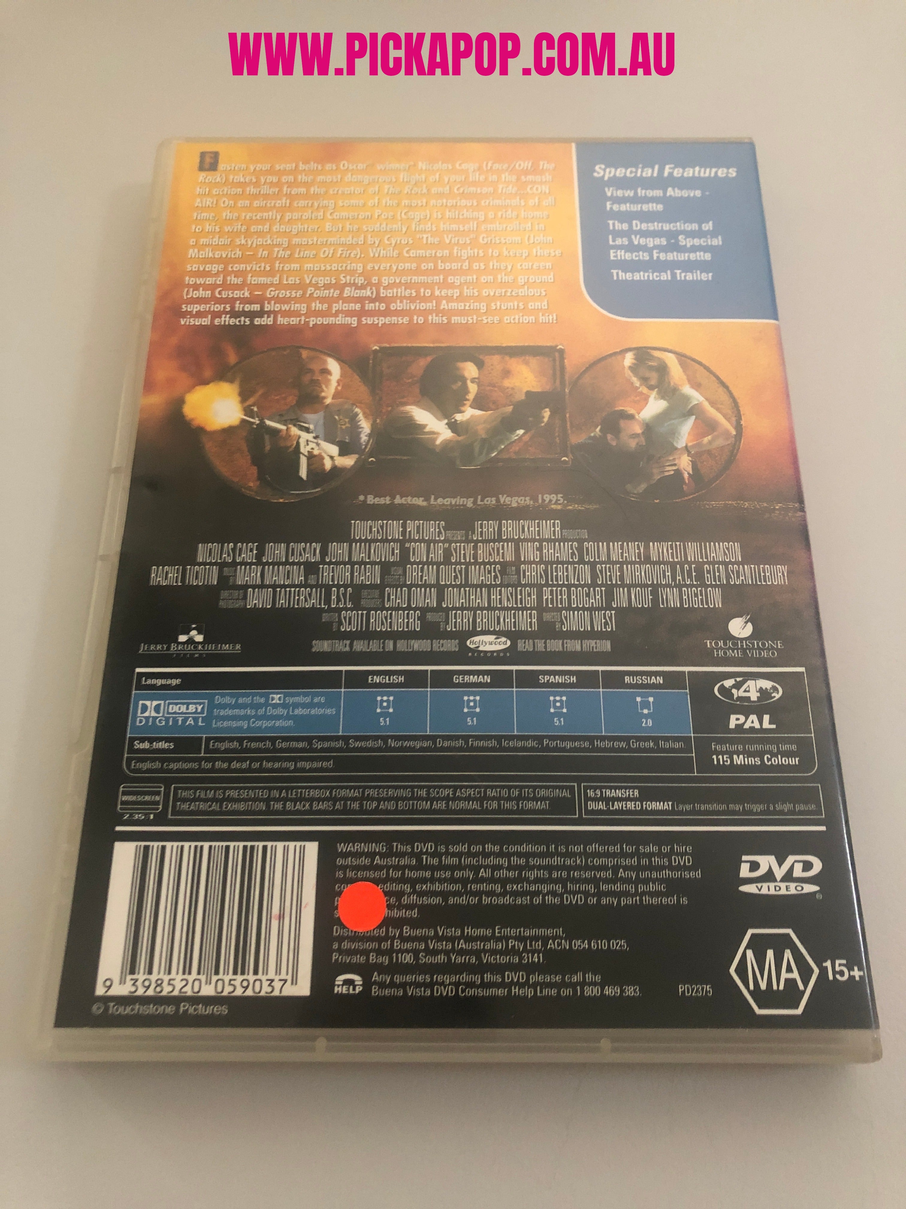CON AIR - (PAL Region 4) DVD Cleaned and Tested