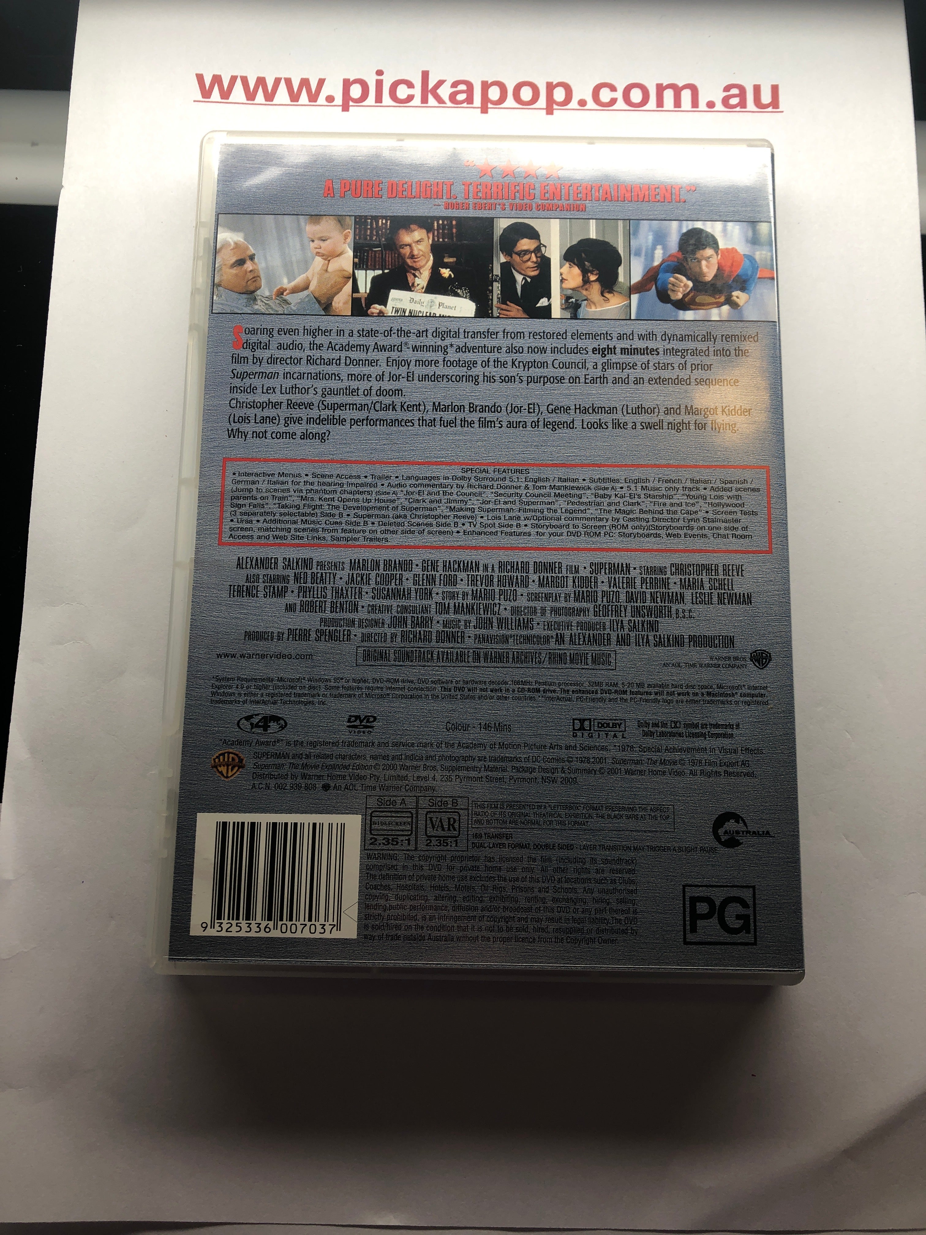 SUPERMAN THE MOVIE SPECIAL EDITION - (PAL Region 4) DVD Cleaned and Tested