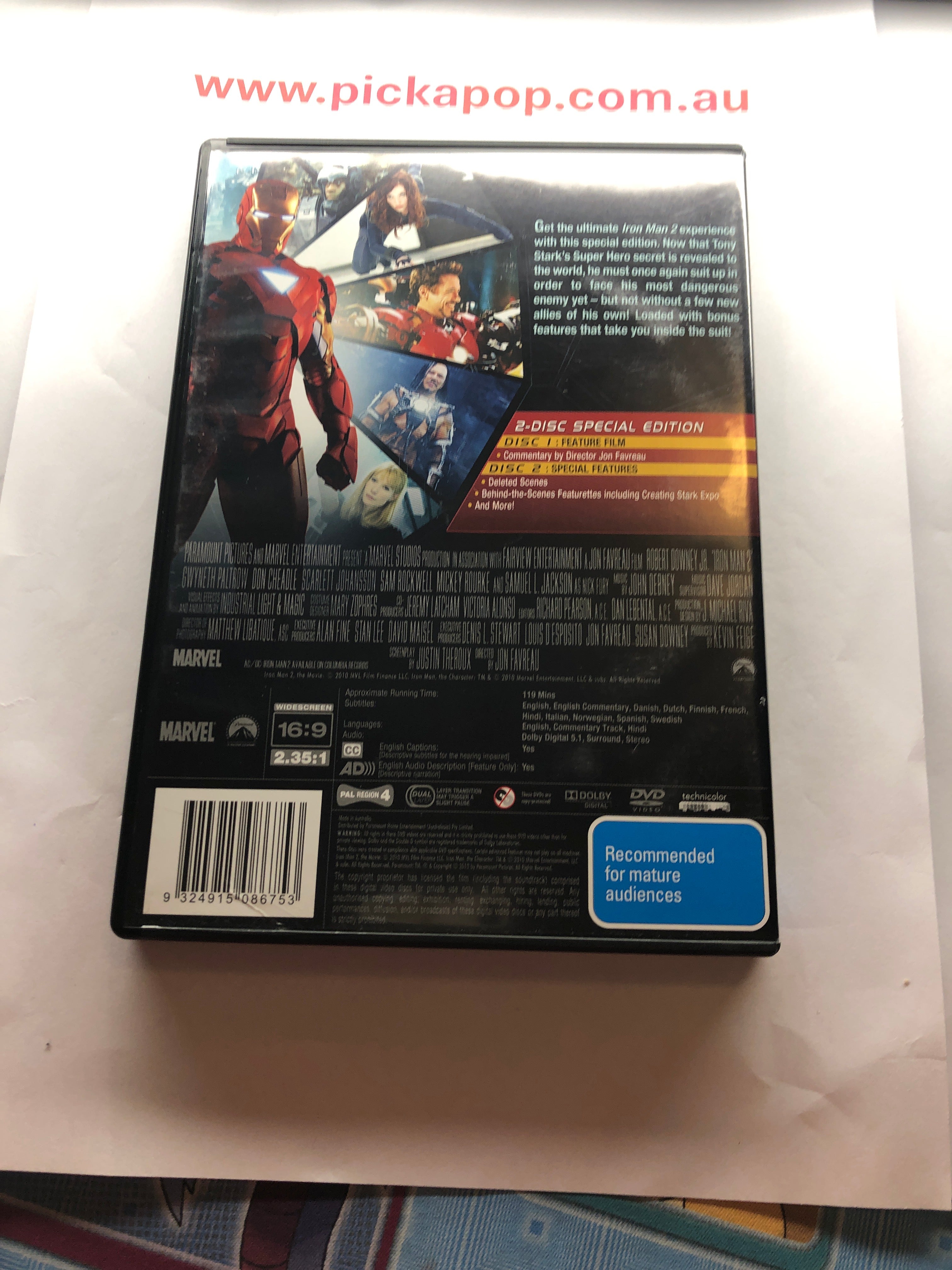 IRON MAN 2,2 DISC SPECIAL EDITION - (PAL Region 4) DVD Cleaned and Tested