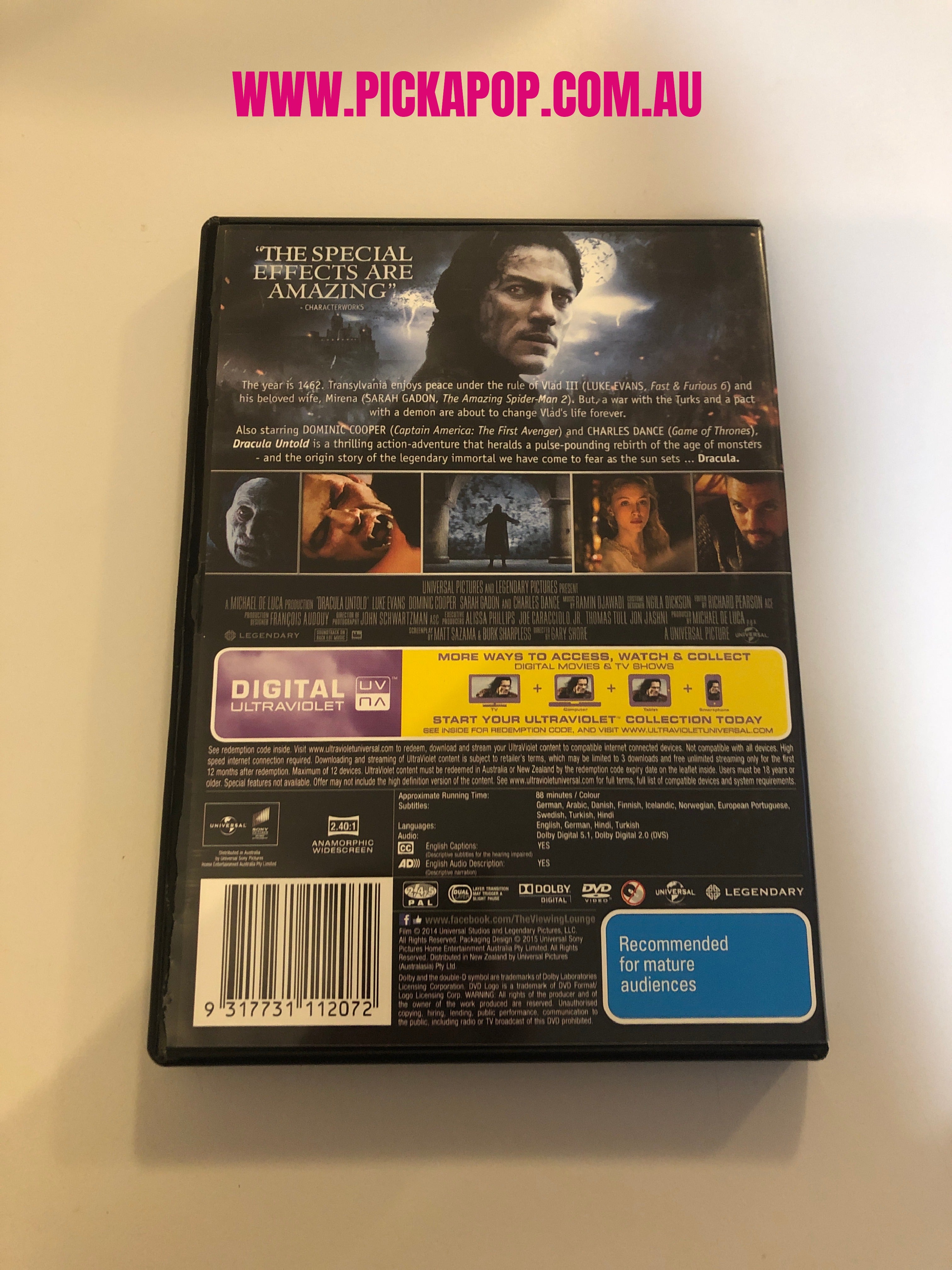 DRACULA UNTOLD - (PAL Region 4) DVD & DIGITAL ULTRAVIOLET Cleaned and Tested