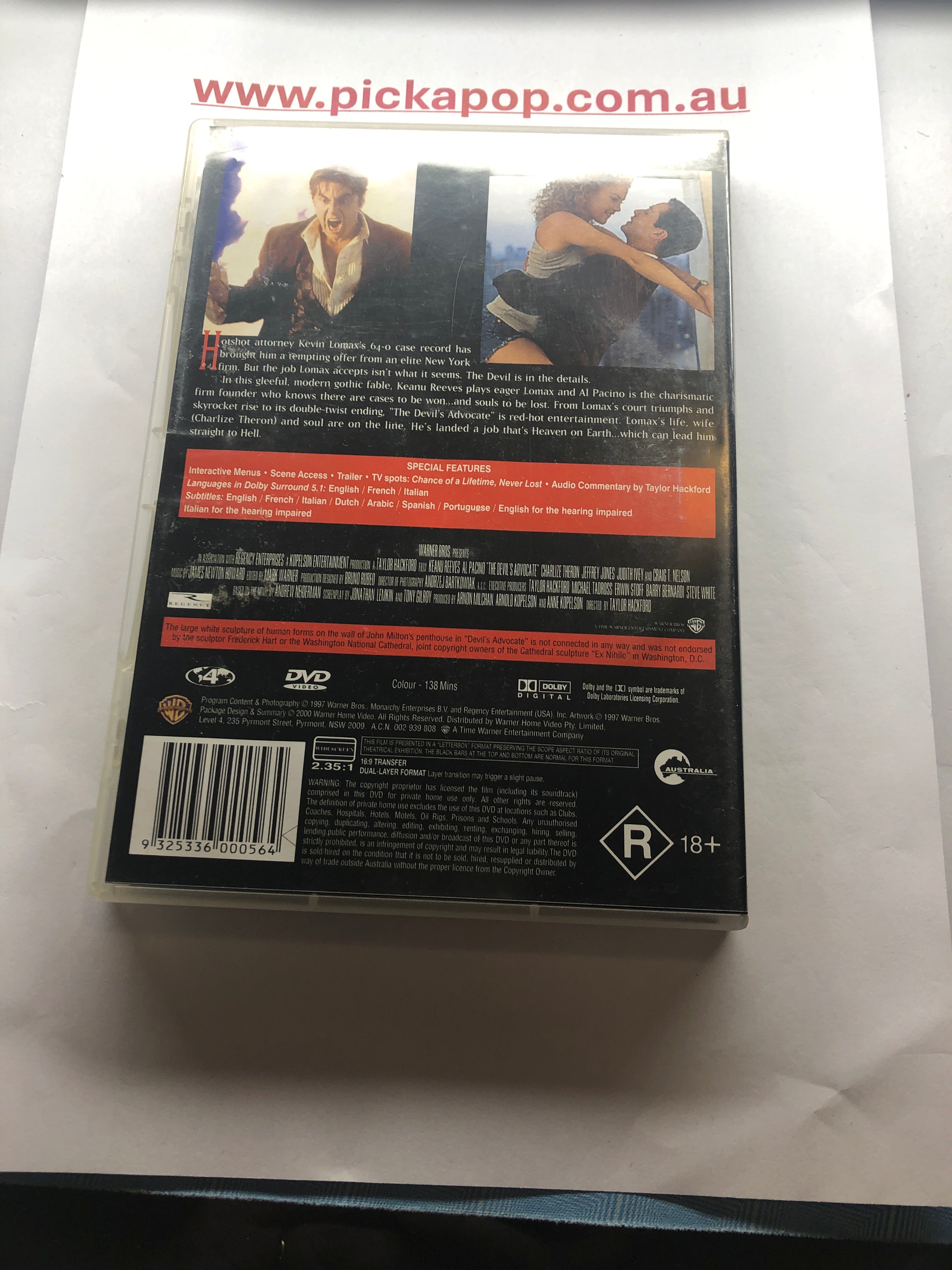 DEVILS ADVOCATE - (PAL Region 4) DVD Cleaned and Tested