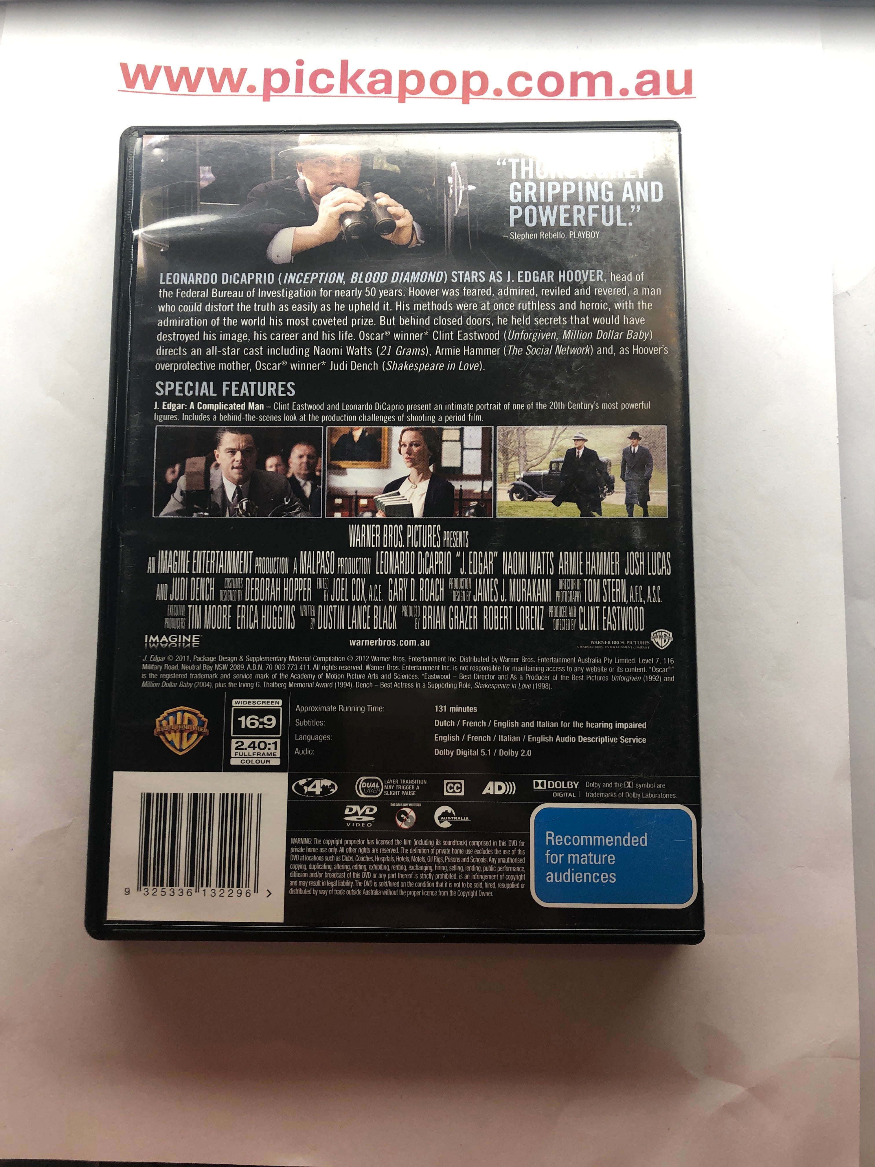 J EDGAR - (PAL Region 4) DVD Cleaned and Tested