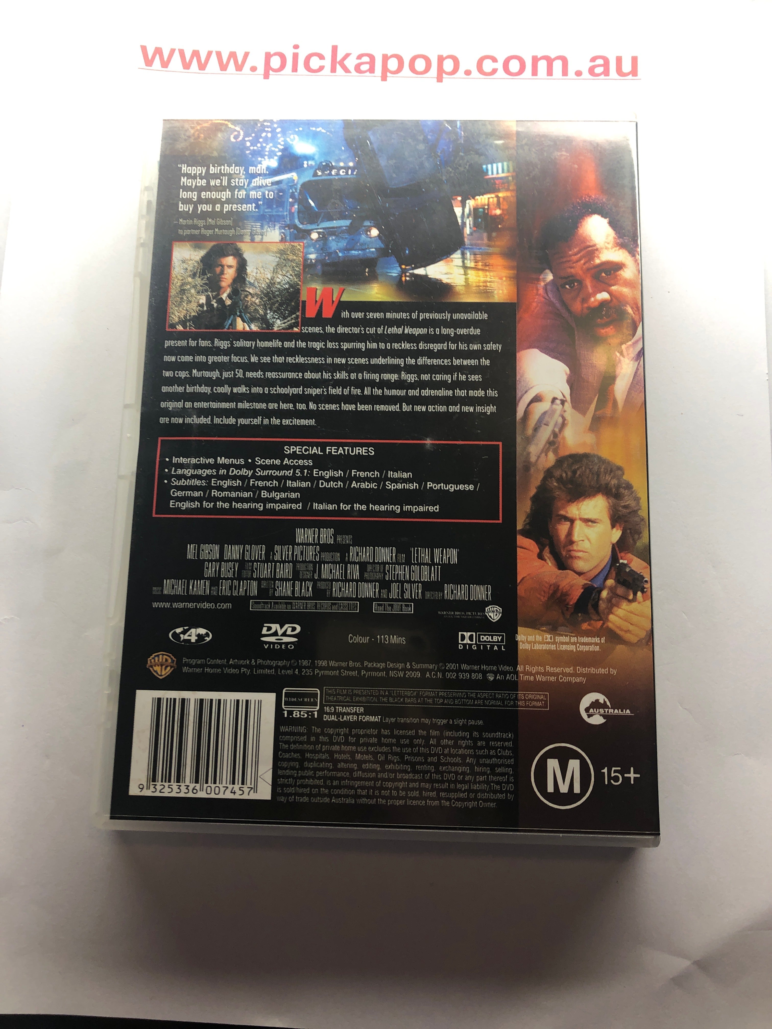 LETHAL WEAPON - (PAL Region 4) DVD Cleaned and Tested
