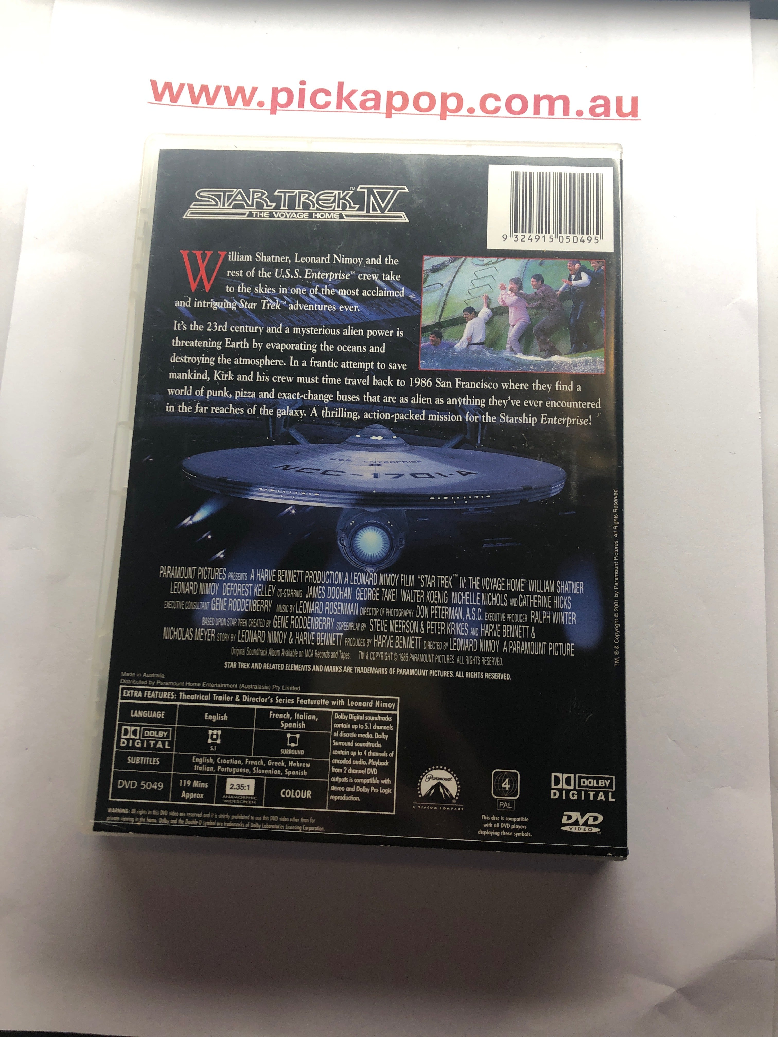 STAR TREK IV THE VOYAGE HOME - (PAL Region 4) DVD Cleaned and Tested