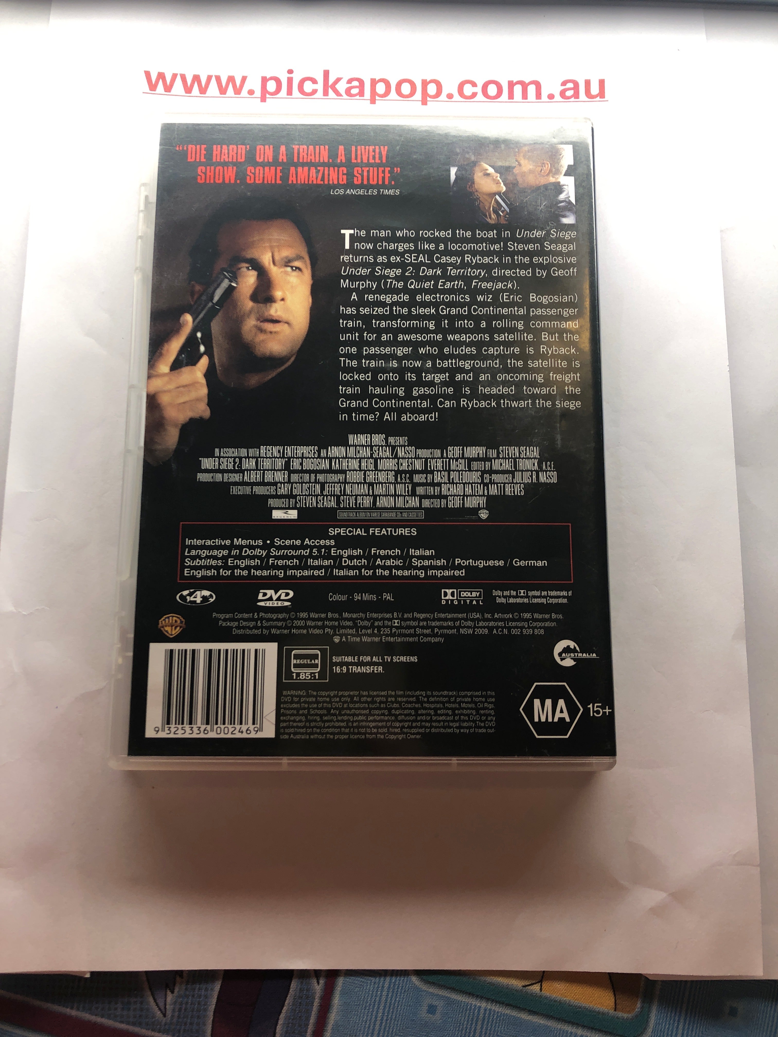 UNDER SIEGE 2 DARK TERRITORY - (PAL Region 4) DVD Cleaned and Tested