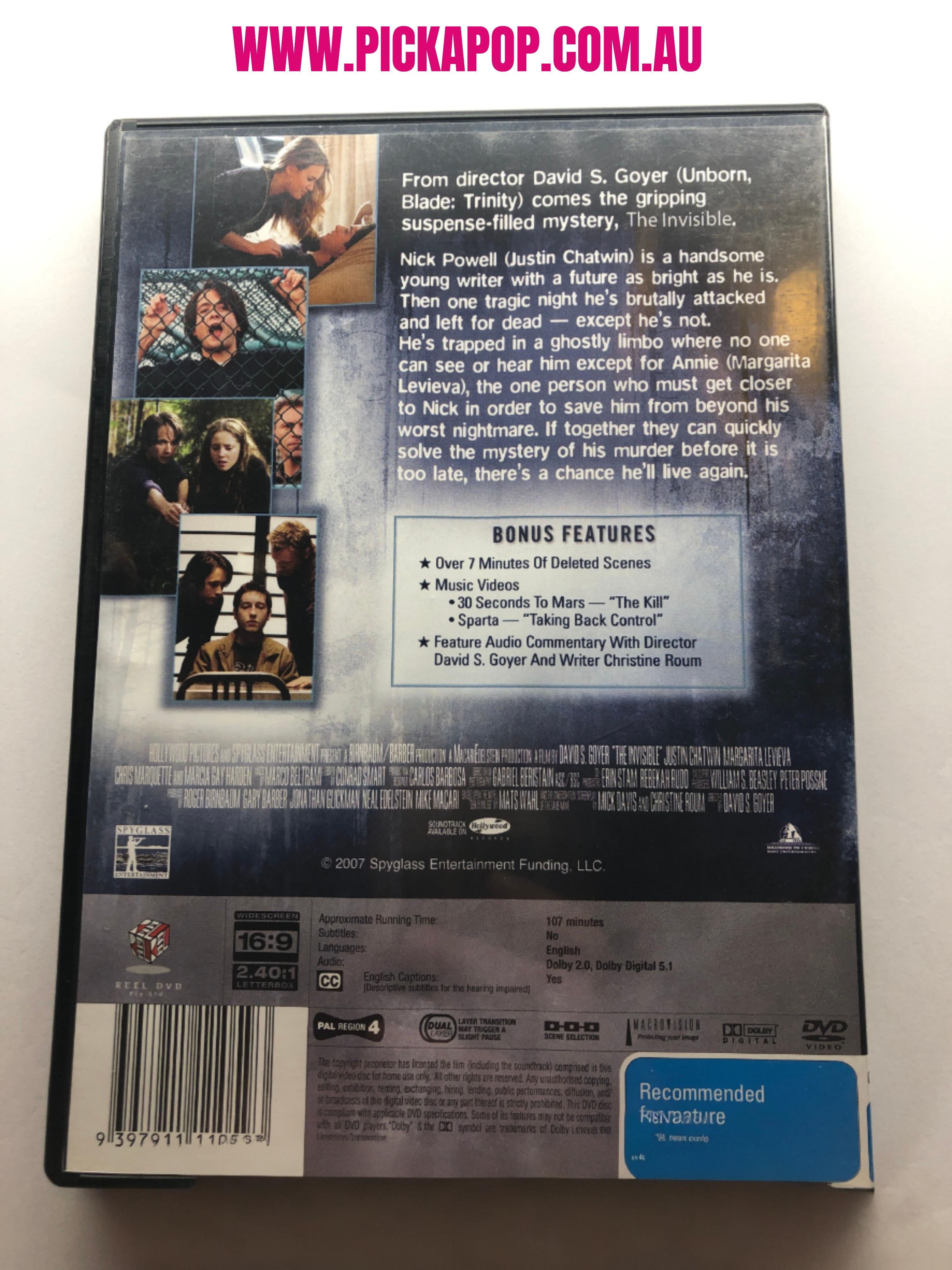 THE INVISIBLE - (PAL Region 4) DVD Cleaned and Tested