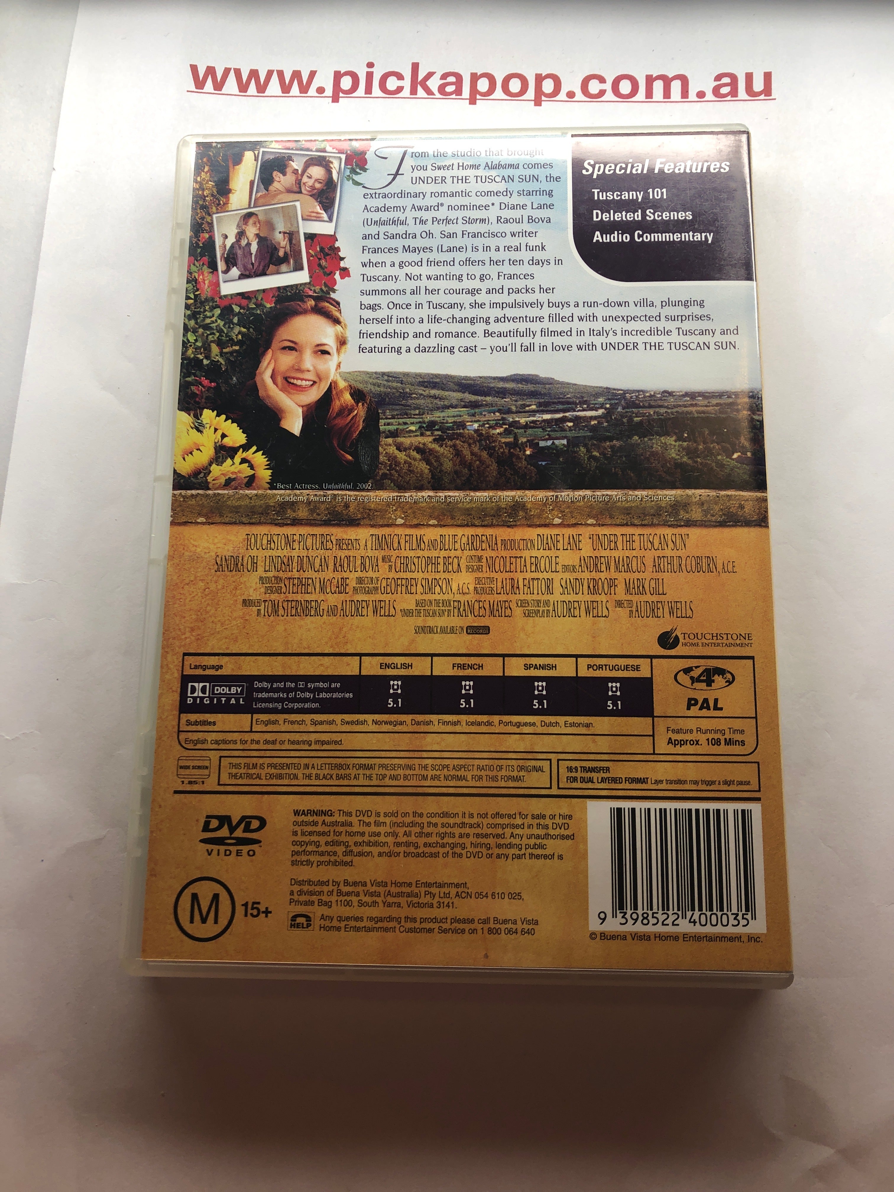 UNDER THE TUSCAN SUN - (PAL Region 4) DVD Cleaned and Tested