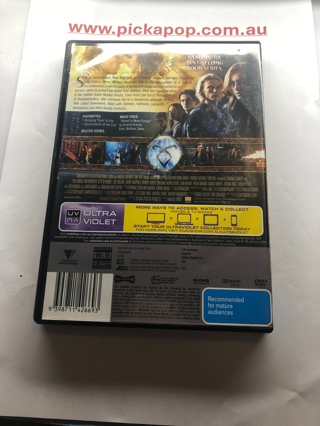THE MORTAL INSTRUMENTS CITY OF BONES - (PAL Region 4) DVD Cleaned and Tested