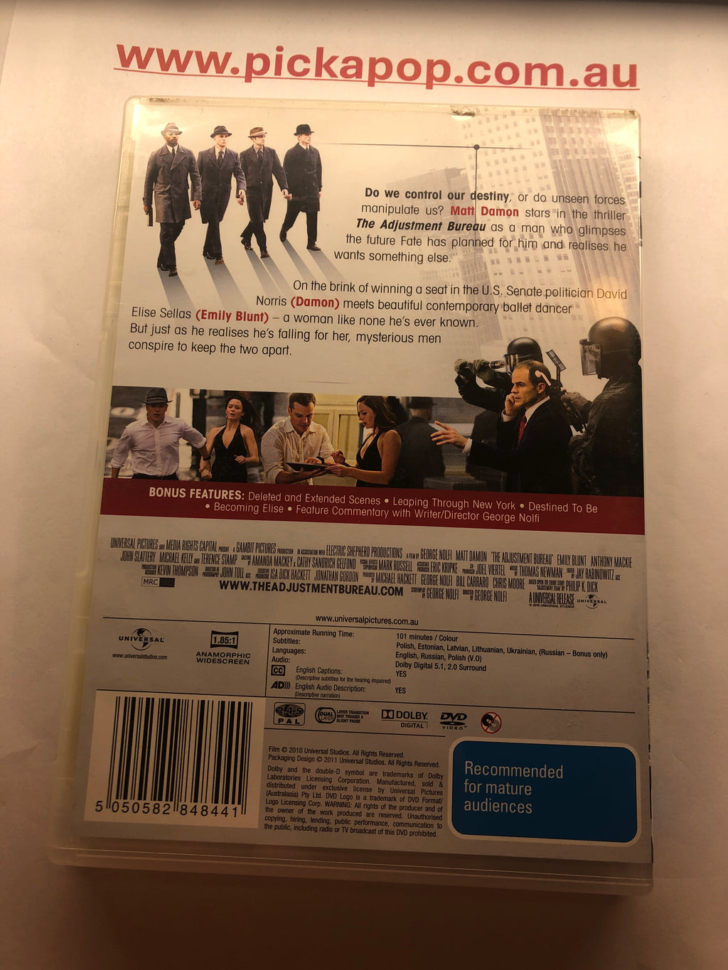 THE ADJUSTMENT BUREAU - (PAL Region 4) DVD Cleaned and Tested