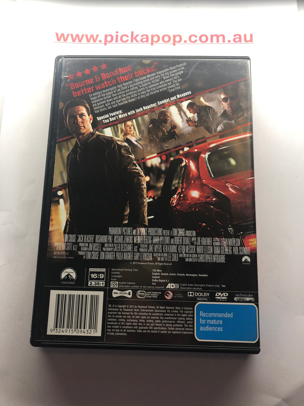 JACK REACHER - (PAL Region 4) DVD Cleaned and Tested