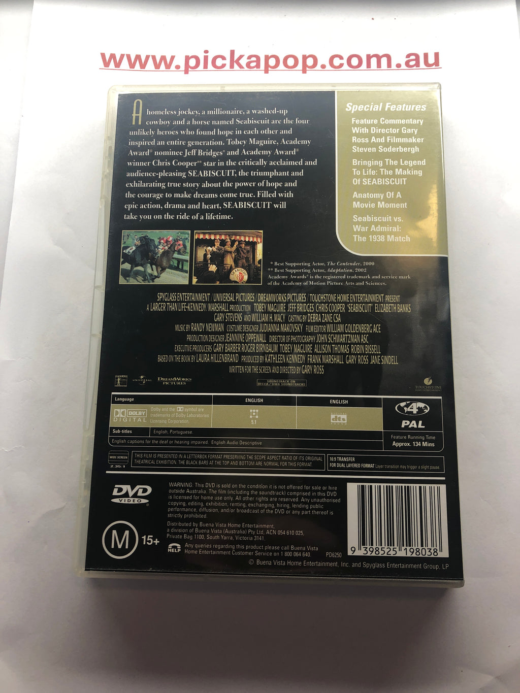 SEABISCUIT - (PAL Region 4) DVD Cleaned and Tested
