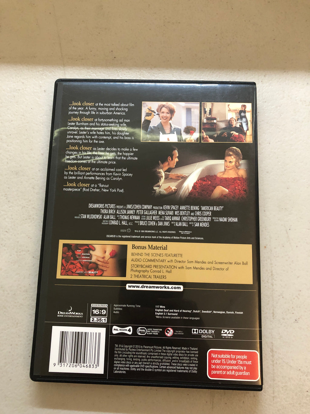 AMERICAN BEAUTY - PAL Region 4 - DVD Cleaned and Tested