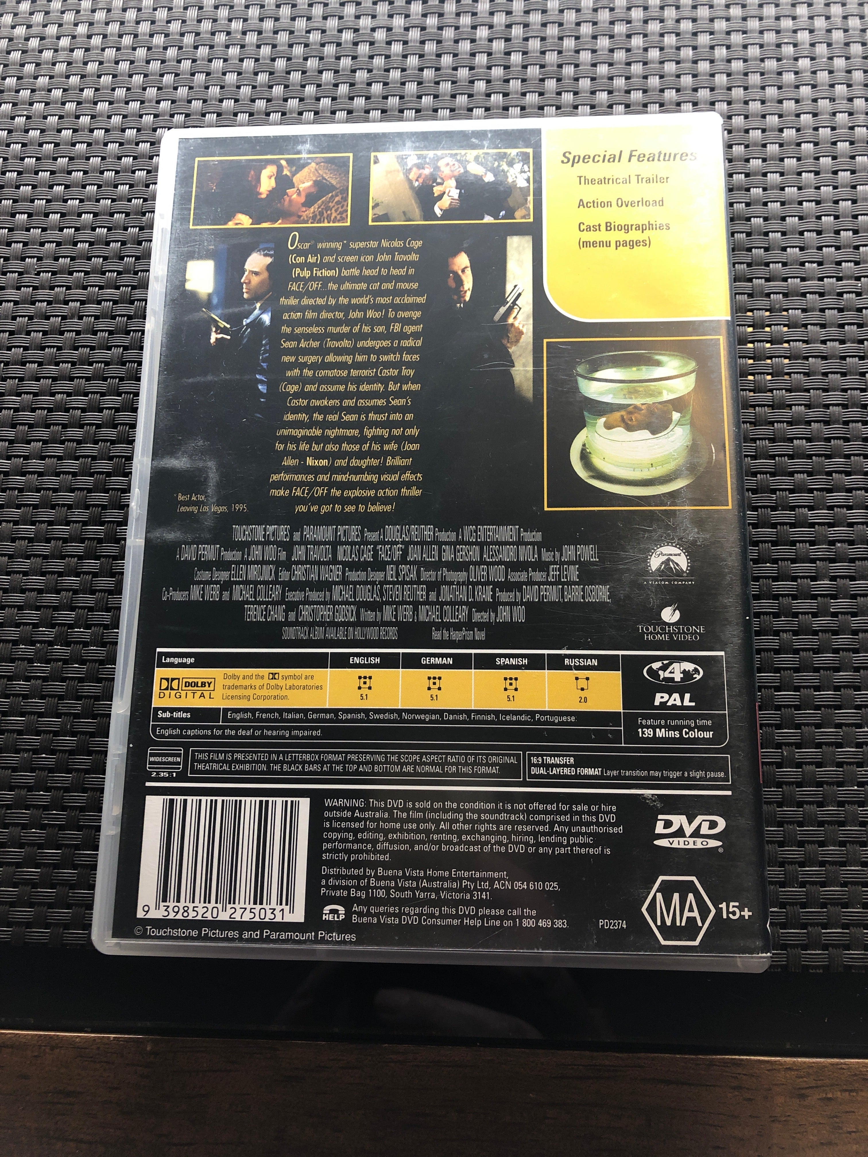 FACE/OFF - (PAL Region 4) DVD Cleaned and Tested