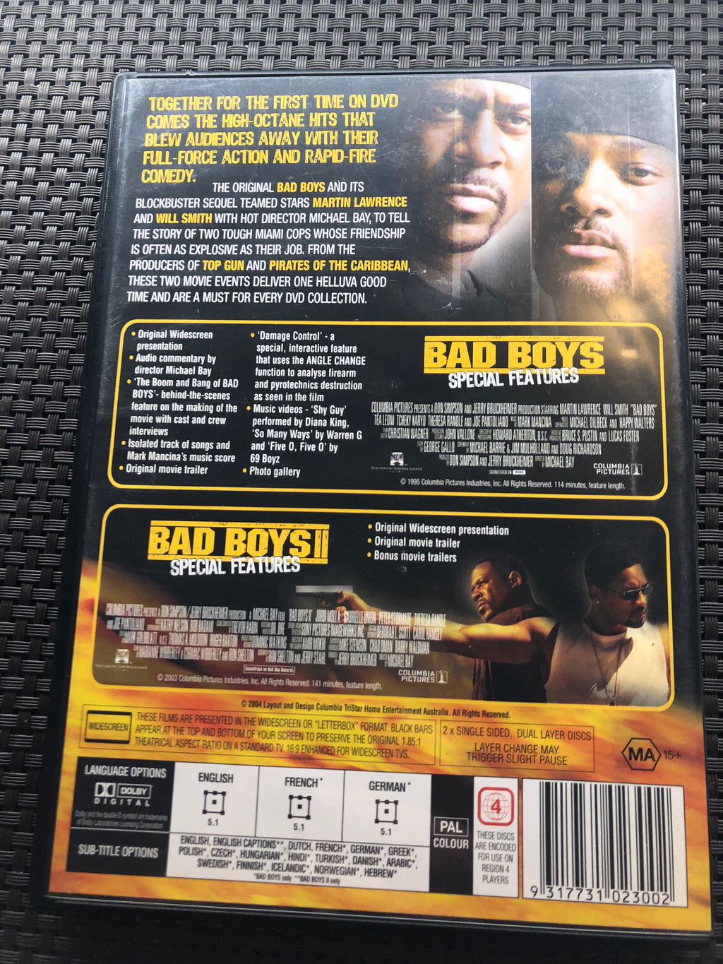 BAD BOYS PLUS BAD BOYS II - (PAL Region 4) DVD Cleaned and Tested