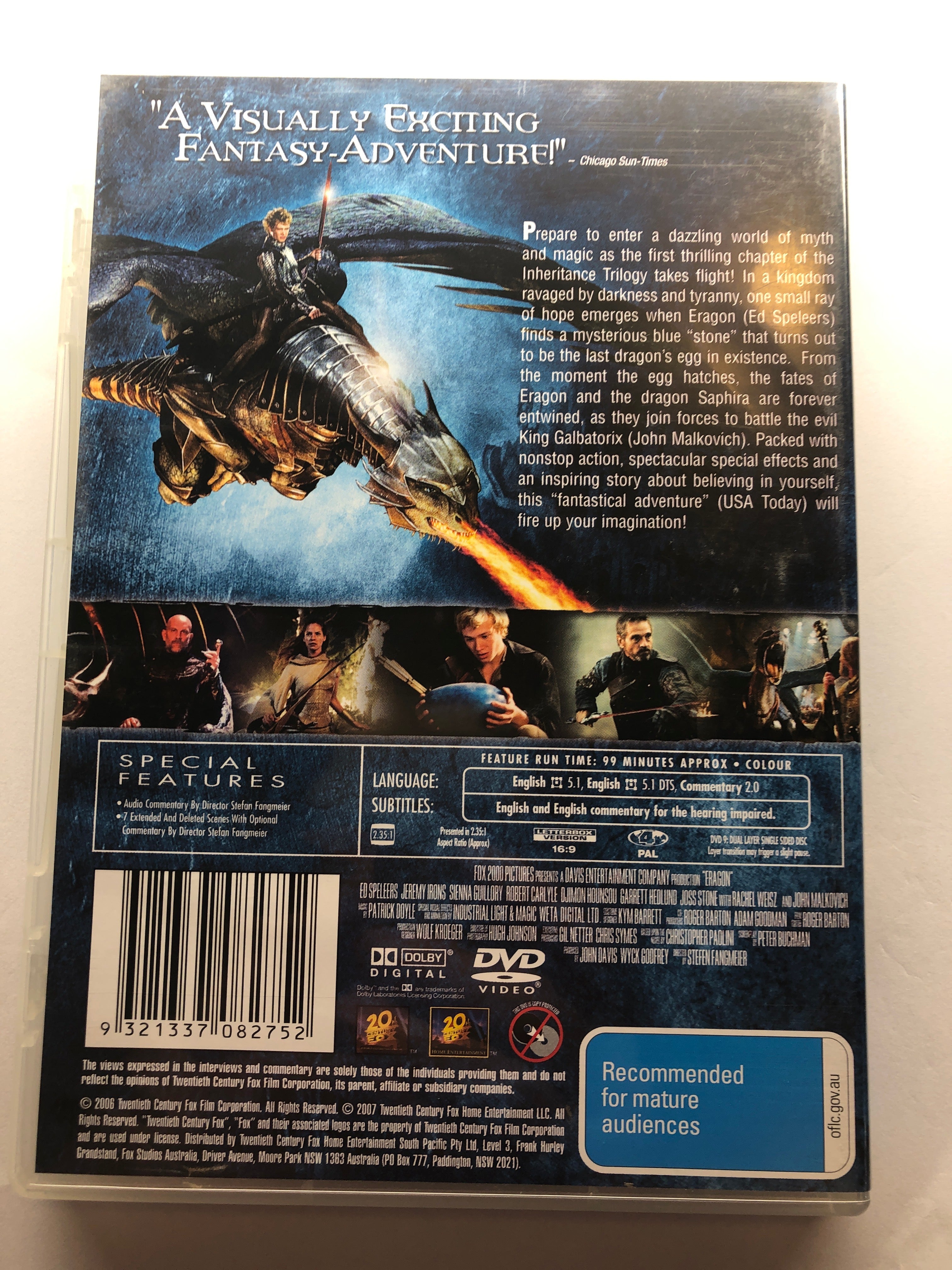 ERAGON - (PAL Region 4) DVD Cleaned and Tested