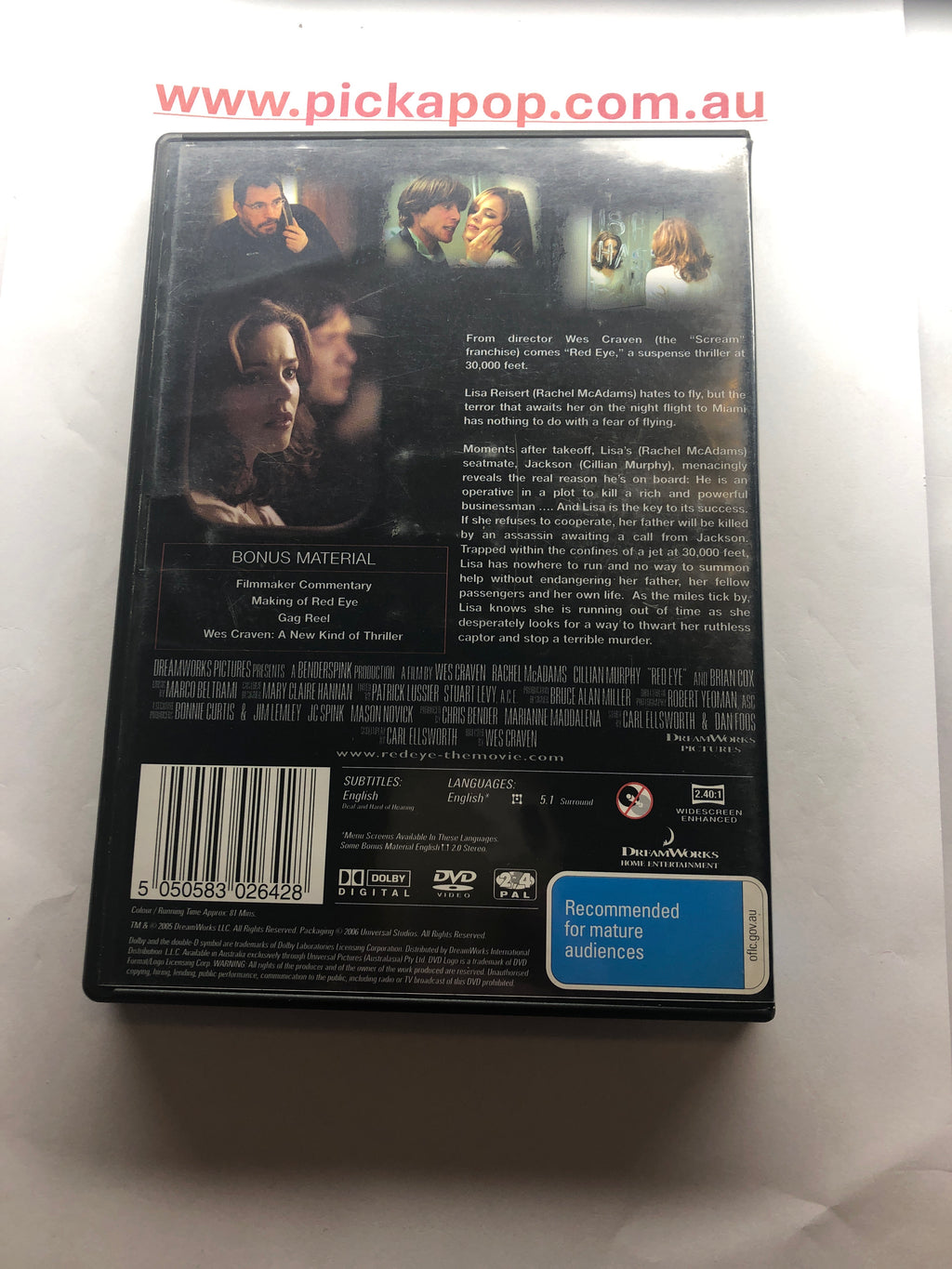 RED EYE - (PAL Region 4) DVD Cleaned and Tested