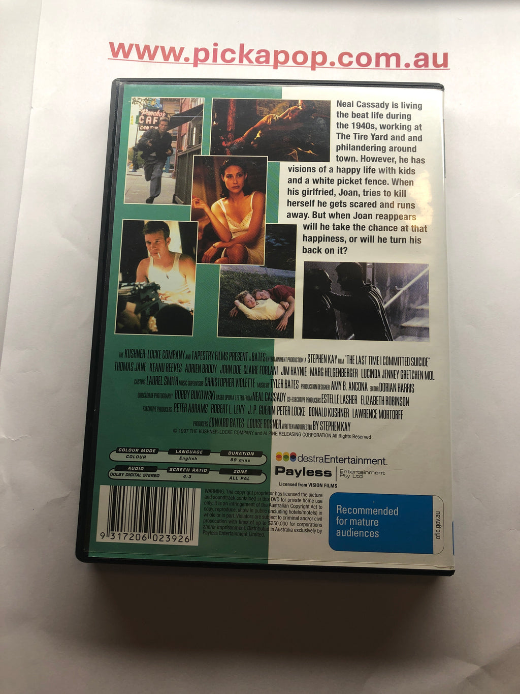 THE LAST TIME I COMMITTED SUICIDE - (PAL Region 4) DVD Cleaned and Tested