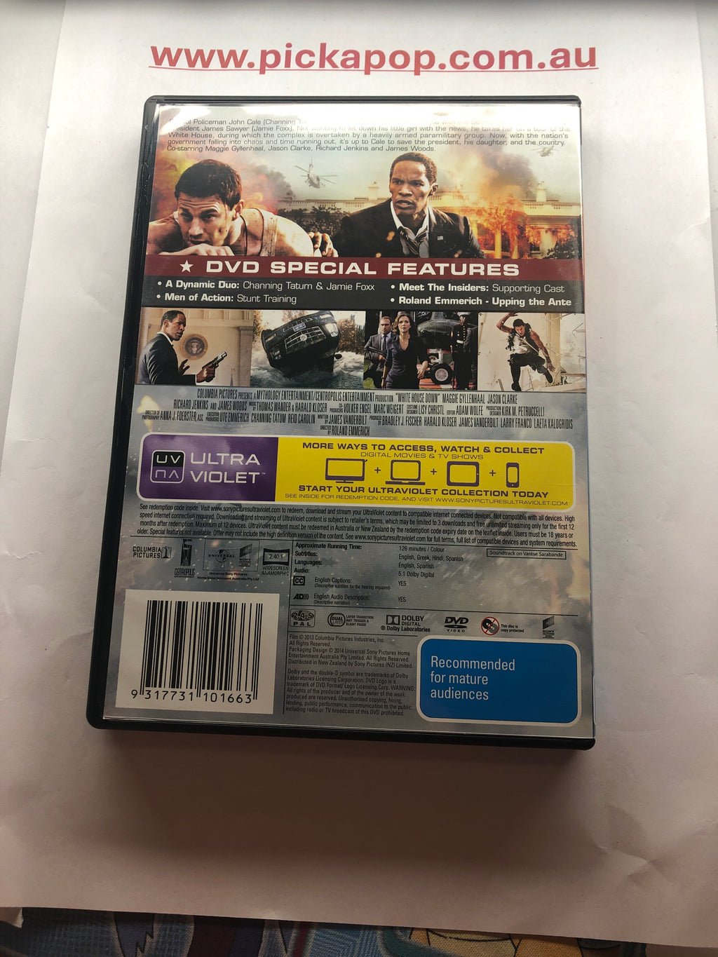 WHITEHOUSEDOWN DVD & ULTRAVIOLET- (PAL Region 4) DVD Cleaned and Tested