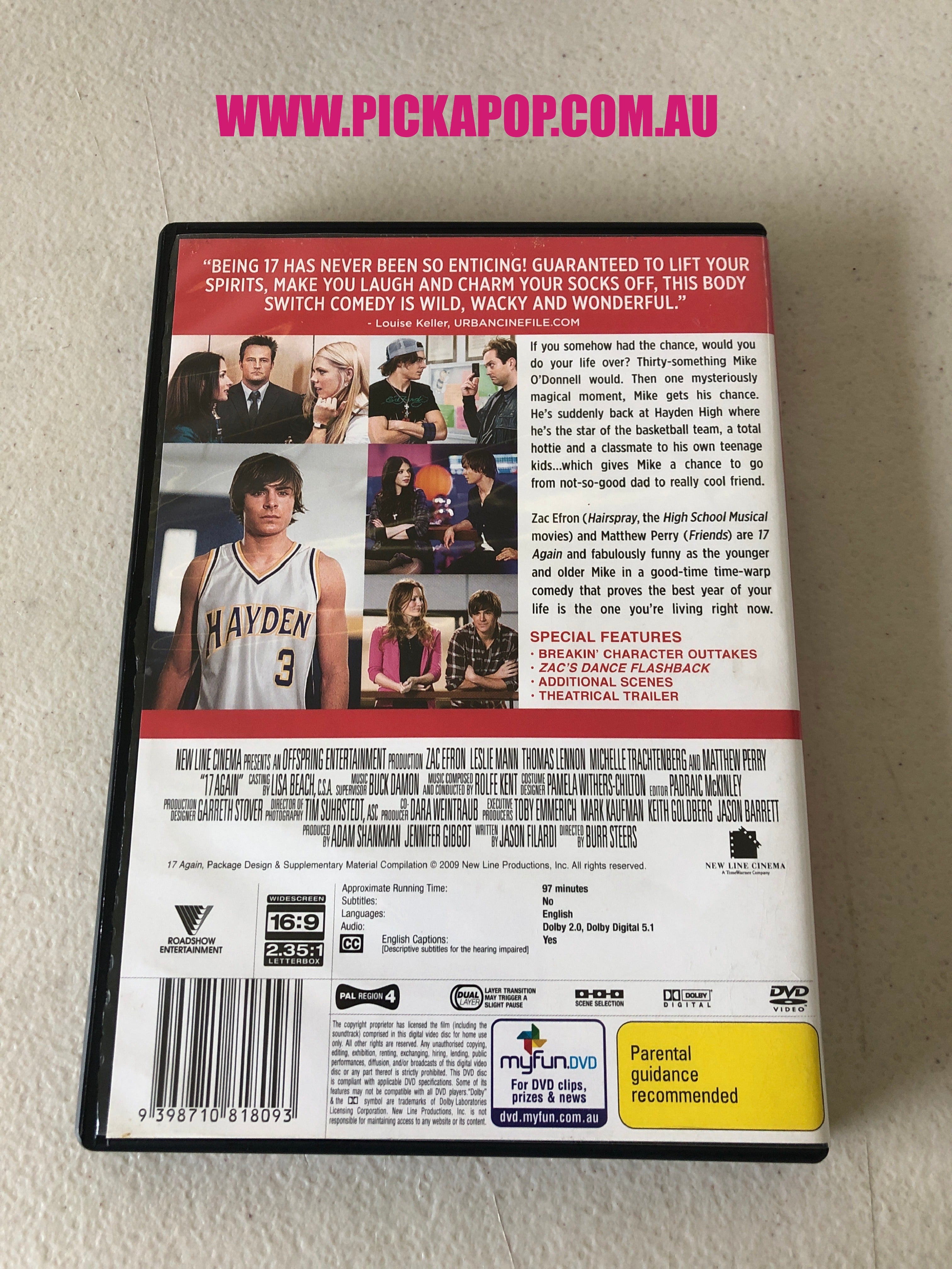 17 AGAIN - PAL Region 4 - DVD Cleaned and Tested