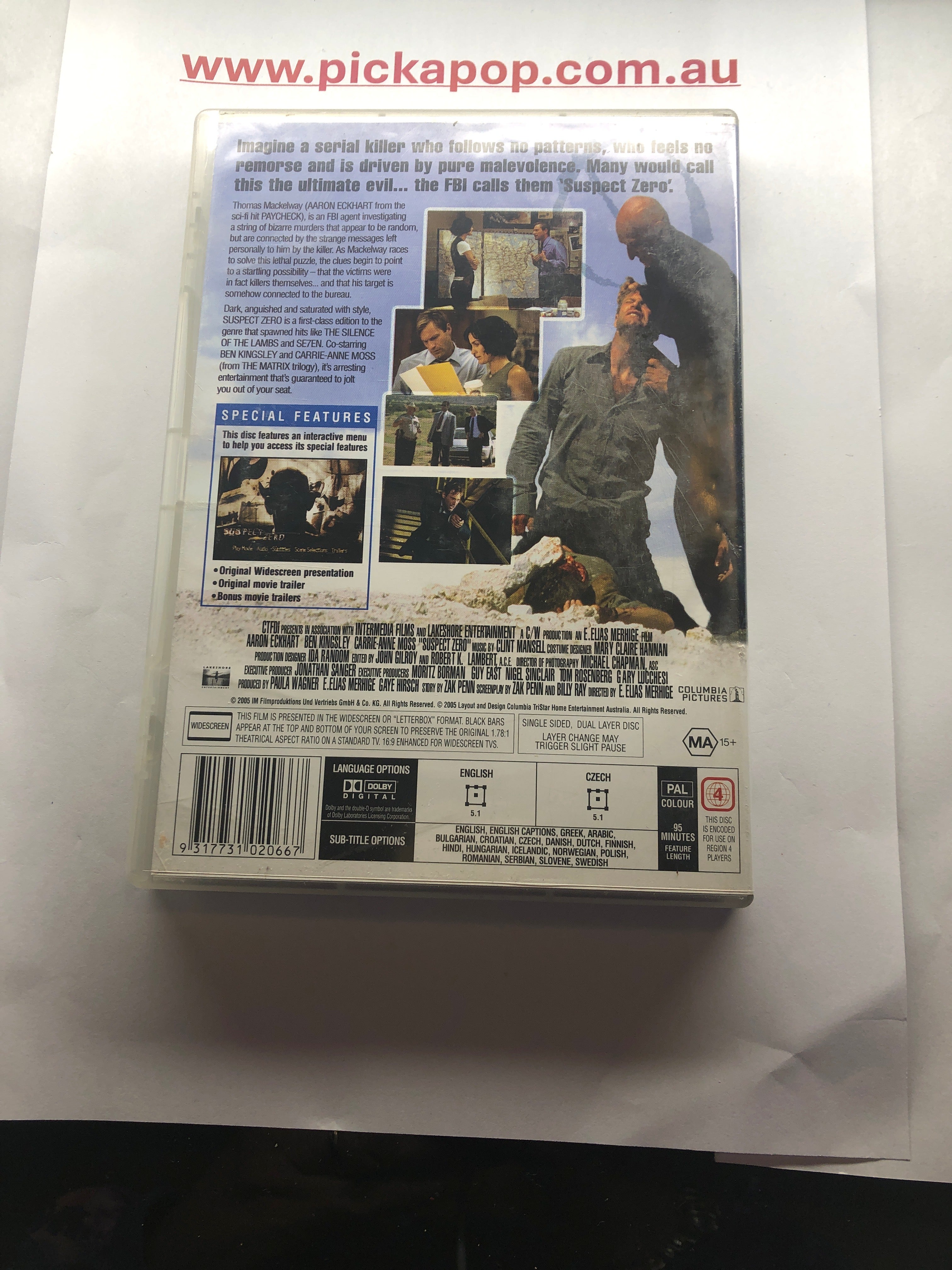 SUSPECT ZERO - (PAL Region 4) DVD Cleaned and Tested
